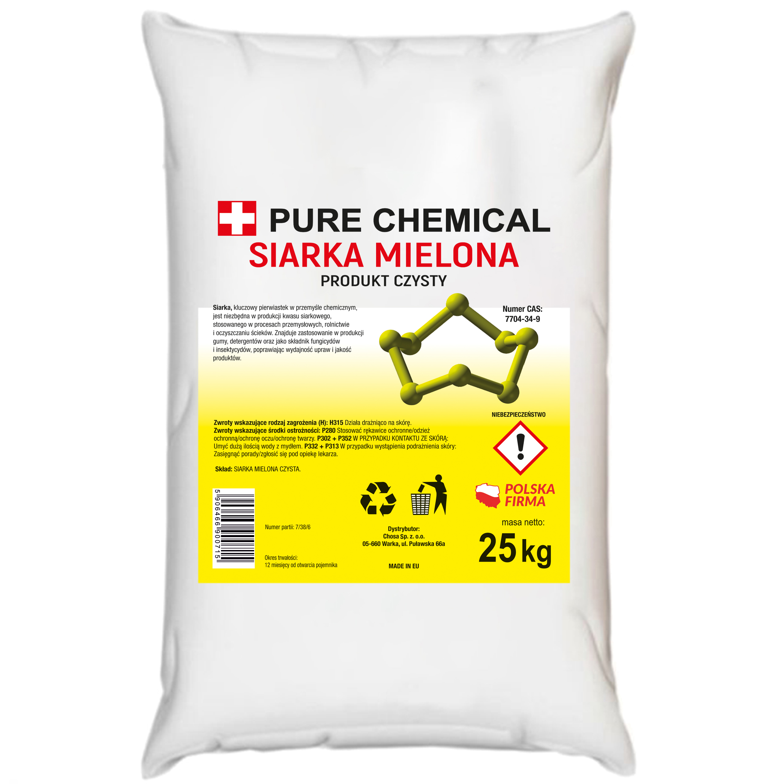 Siarka Mielona Czysta Proszek Siarki Czystość 25kg