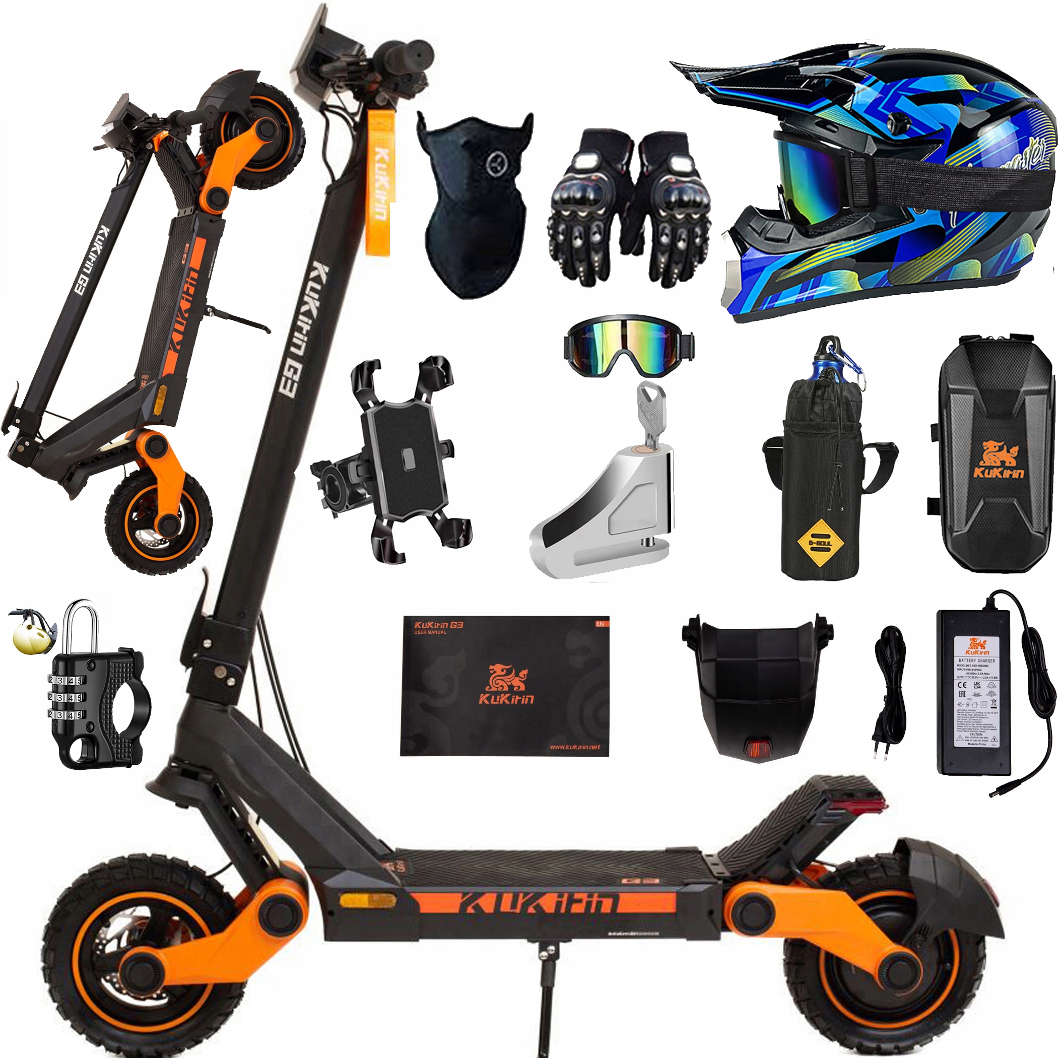 Skládací elektrické vozidlo KuKirin G3 1450W 52V 18,2AH 50km/h 63km 10" Pl