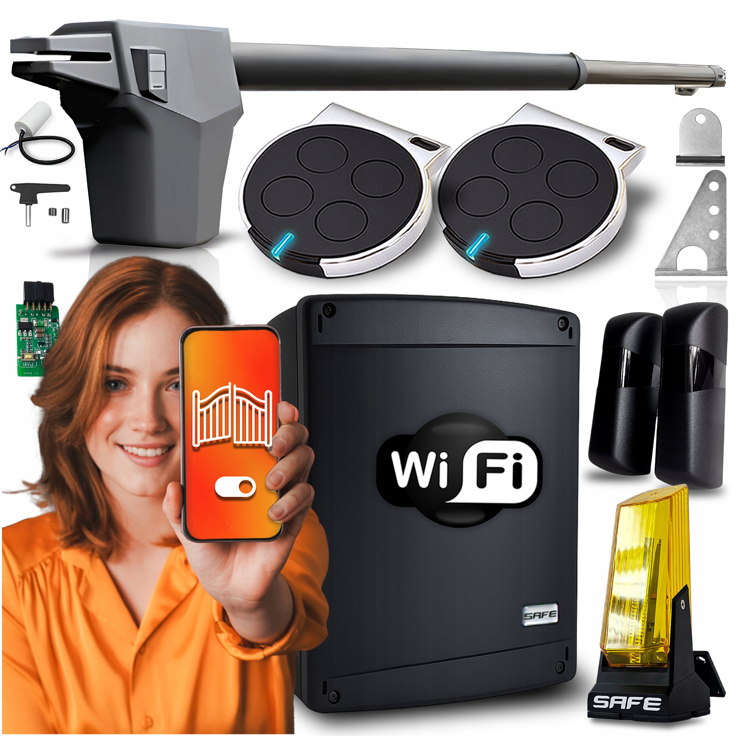 Set Pohon pro Jednokřídlovou bránu 4,3 m automat Wifi Tuya Lampa ovladače