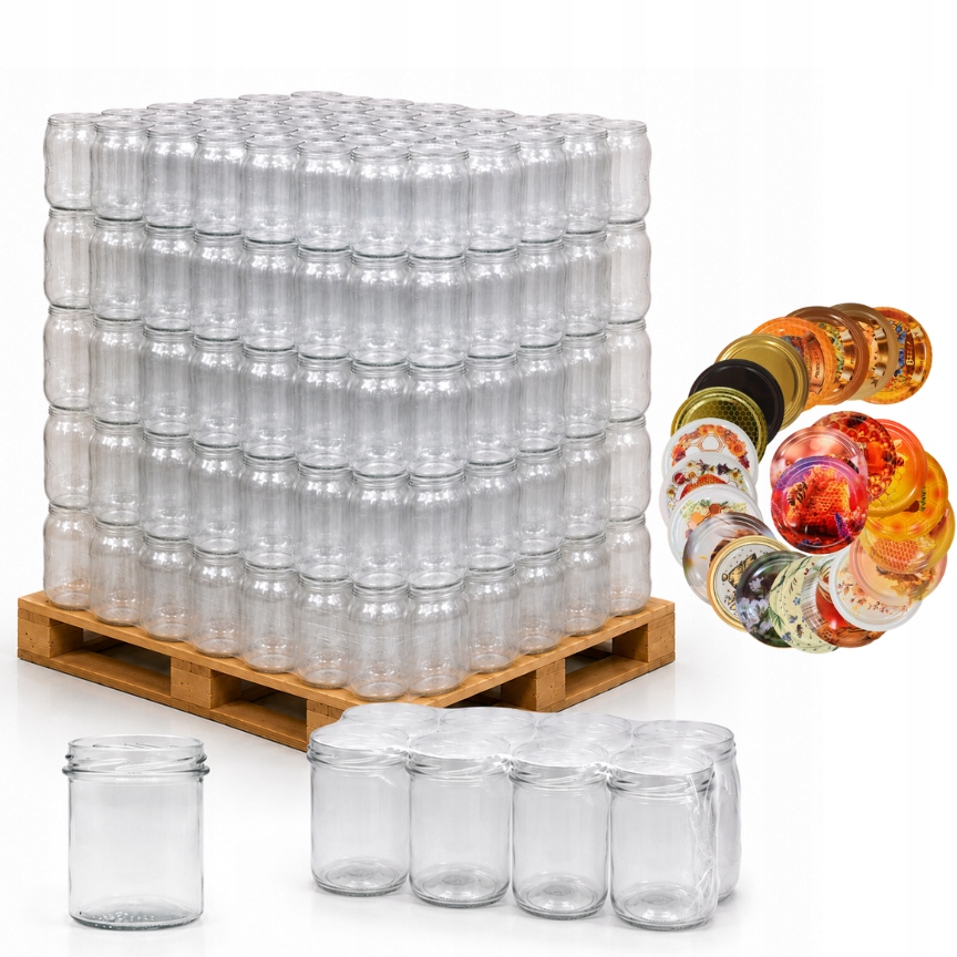 Półpaleta 448× Słoik 350 ml wieczka – na miód i przetwory
