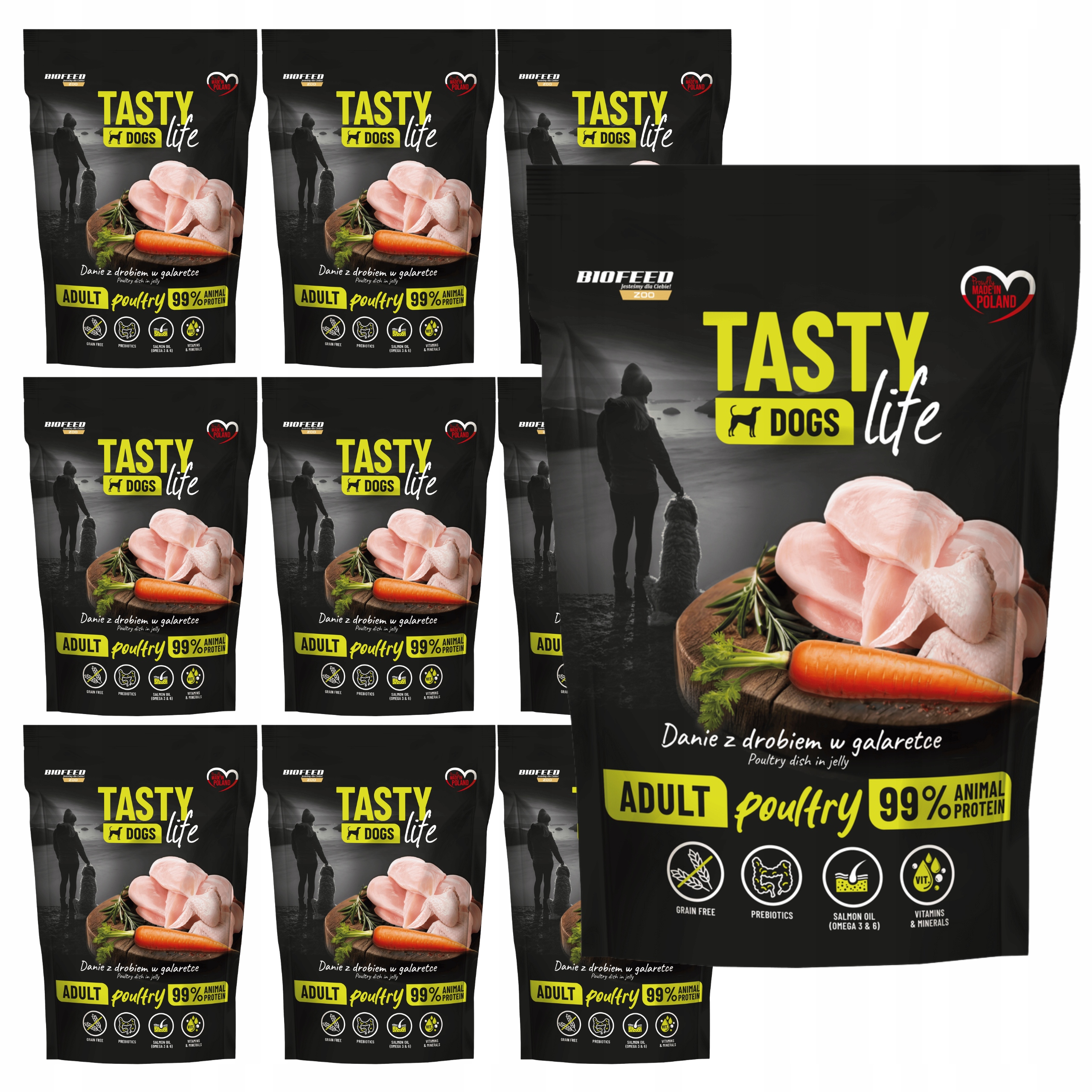 Krmivo pro psy Biofeed Tasty Life Adult Drůbež v želé 10 x 500 g