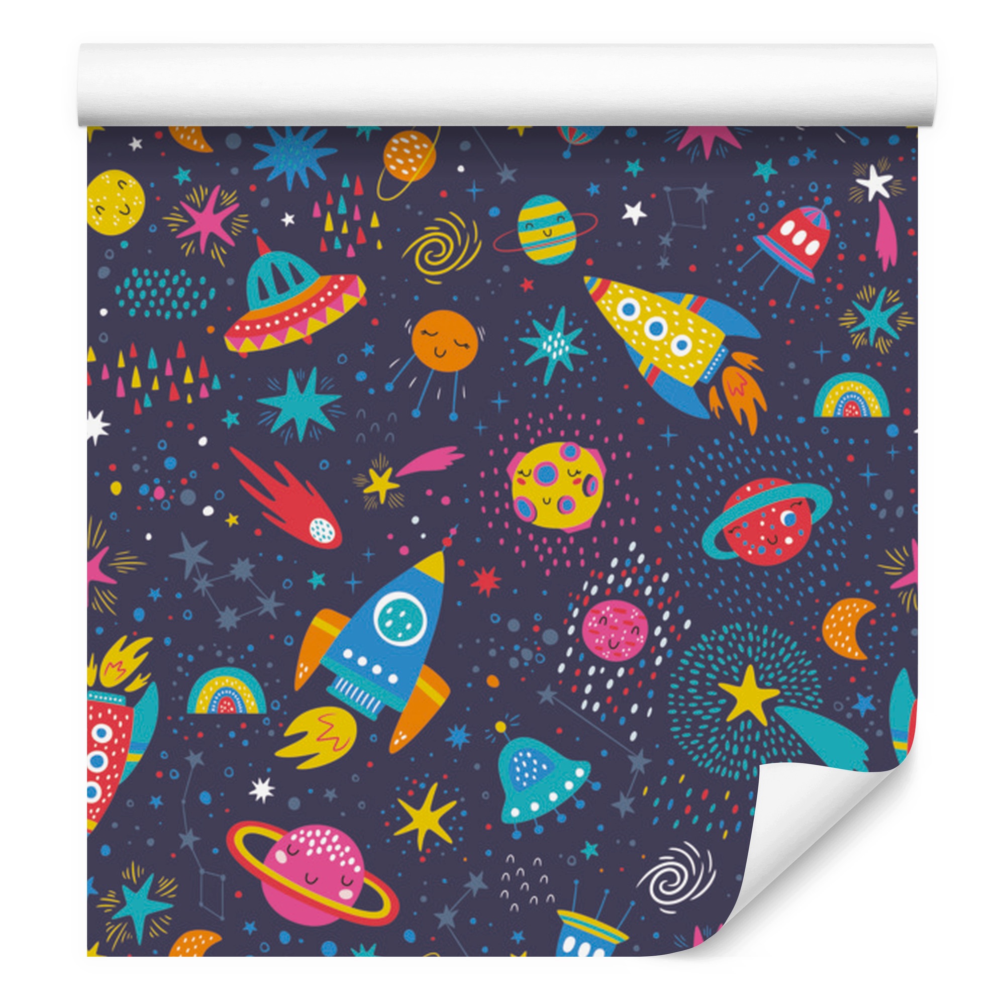Tapeta Barevné galaxie a rakety do obývacího pokoje a ložnice 50 x 1000 cm