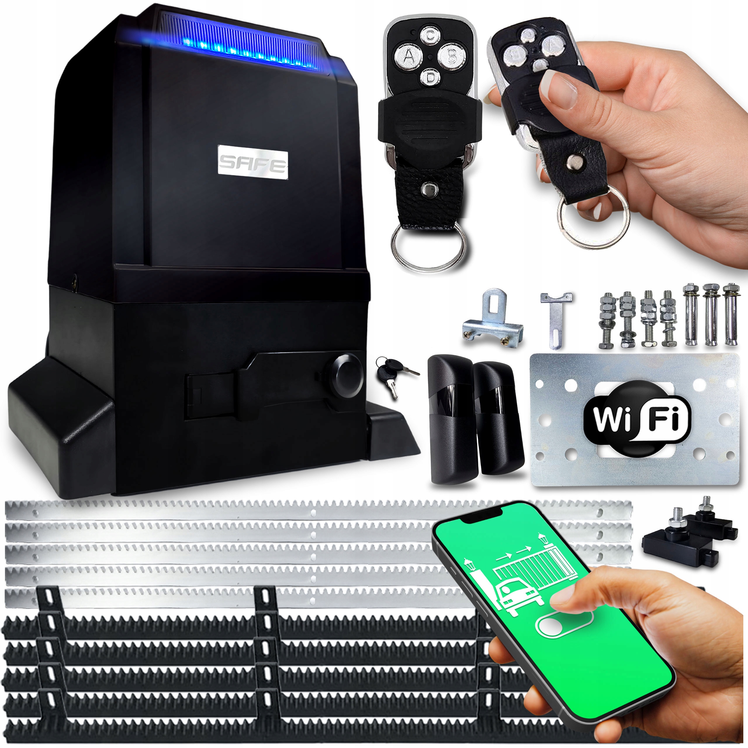 Set Pohon Pro Posuvnou Bránu 800 kg Ovladače Wifi lišta automatický pohon