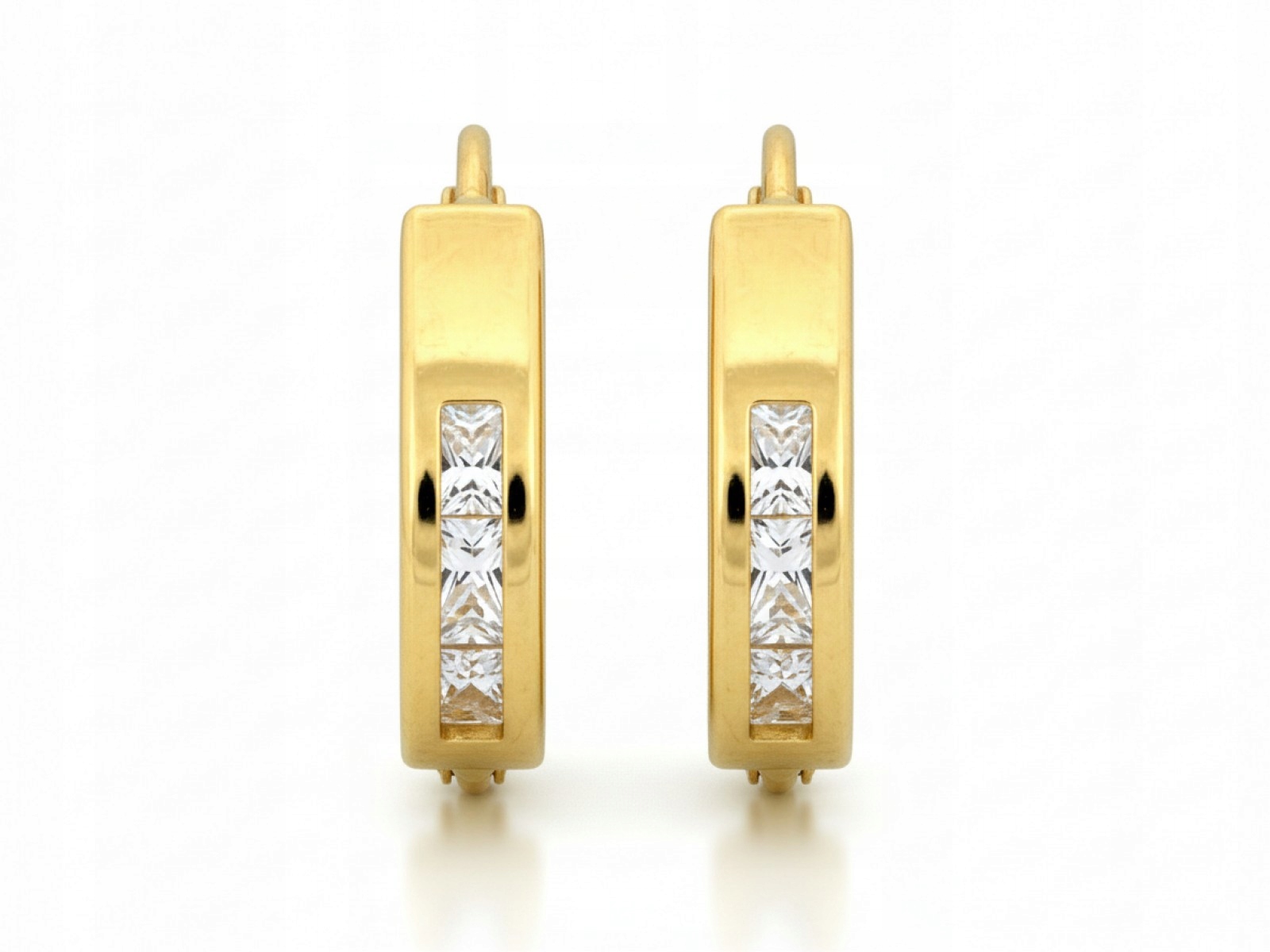 Dámské zlaté náušnice 585 s zirkony a anglickým zapínáním 12.5 mm x 3 mm