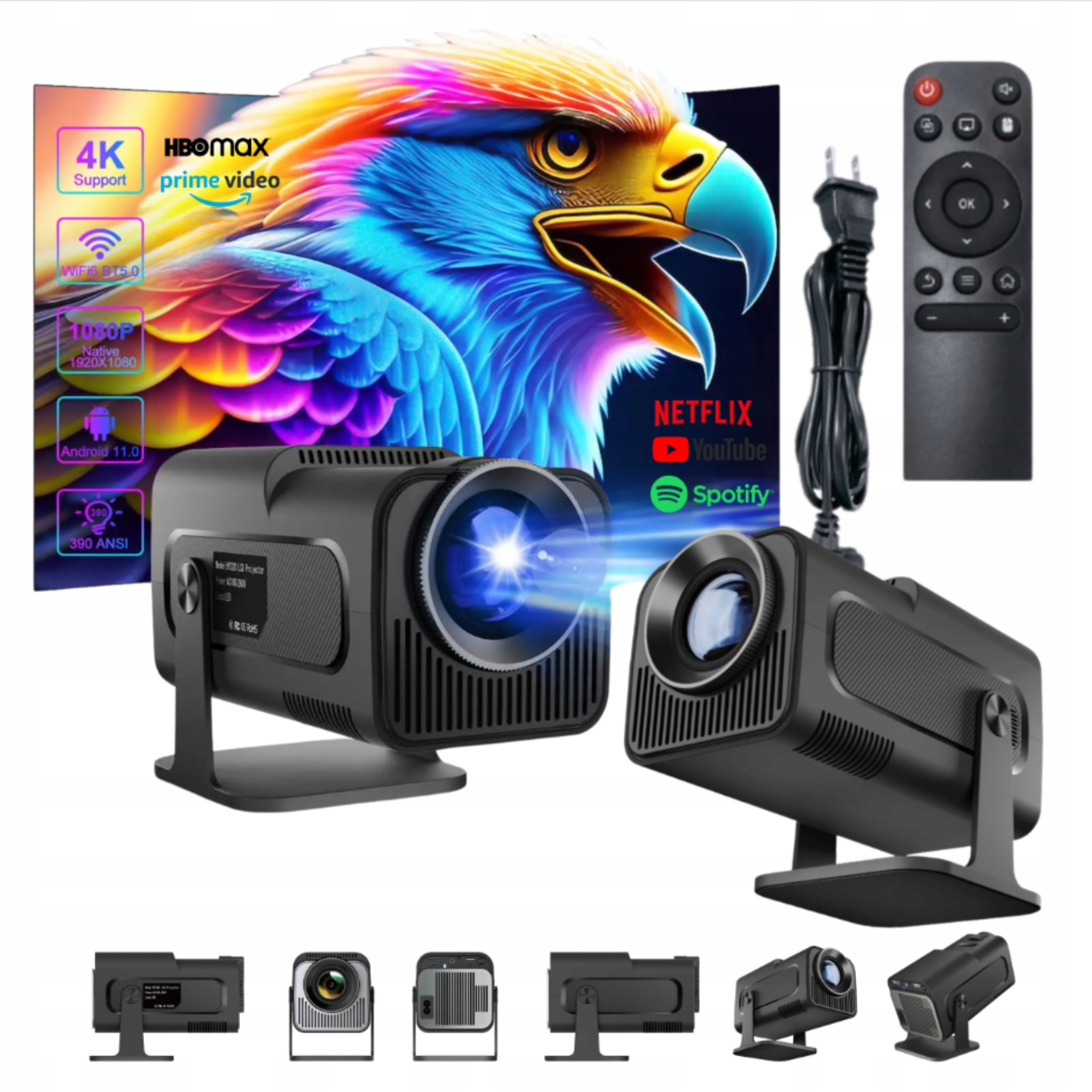 Projektor multimedialny Led Przenośny Rzutnik Android WiFi UltraHD Netflix