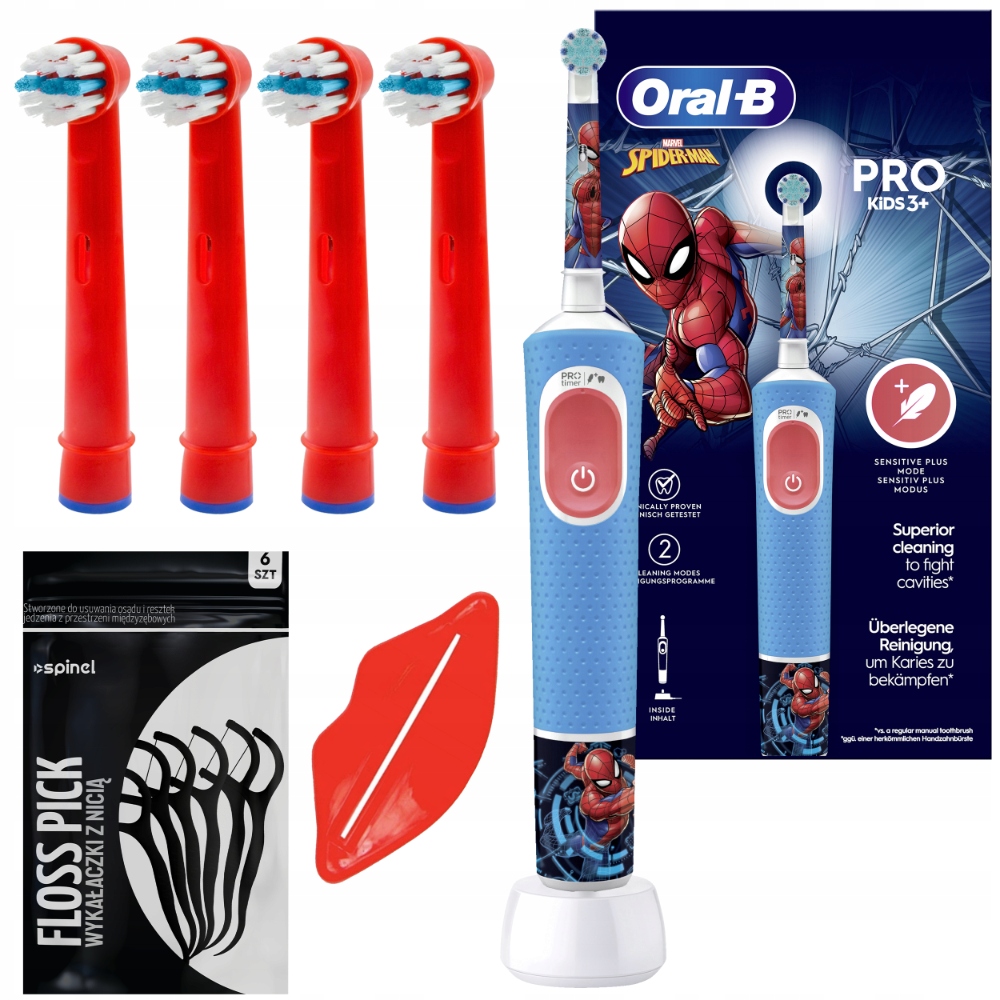 Szczoteczka Elektryczna Dla Dzieci Oral-b Vitality Spiderman Dodatki