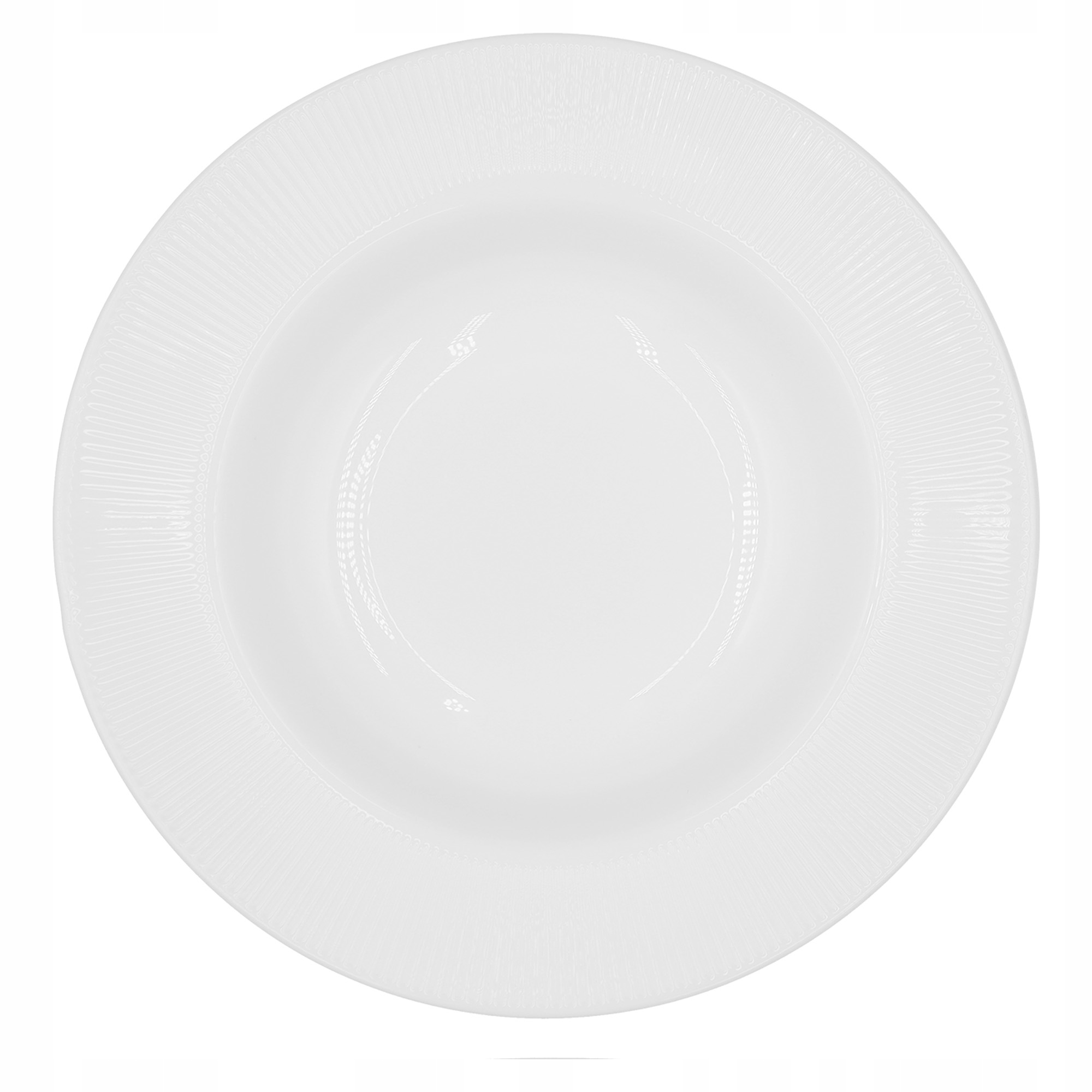 TALERZ GŁĘBOKI DO ZUPY 24 CM BIAŁY TŁOCZONY BRZEG OBIADOWY KARBOWANY OPAL