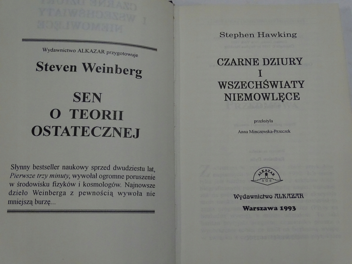 CZARNE DZIURY I WSZECHŚWIATY NIEMOWLĘCE HAWKING Autor Stephen Hawking