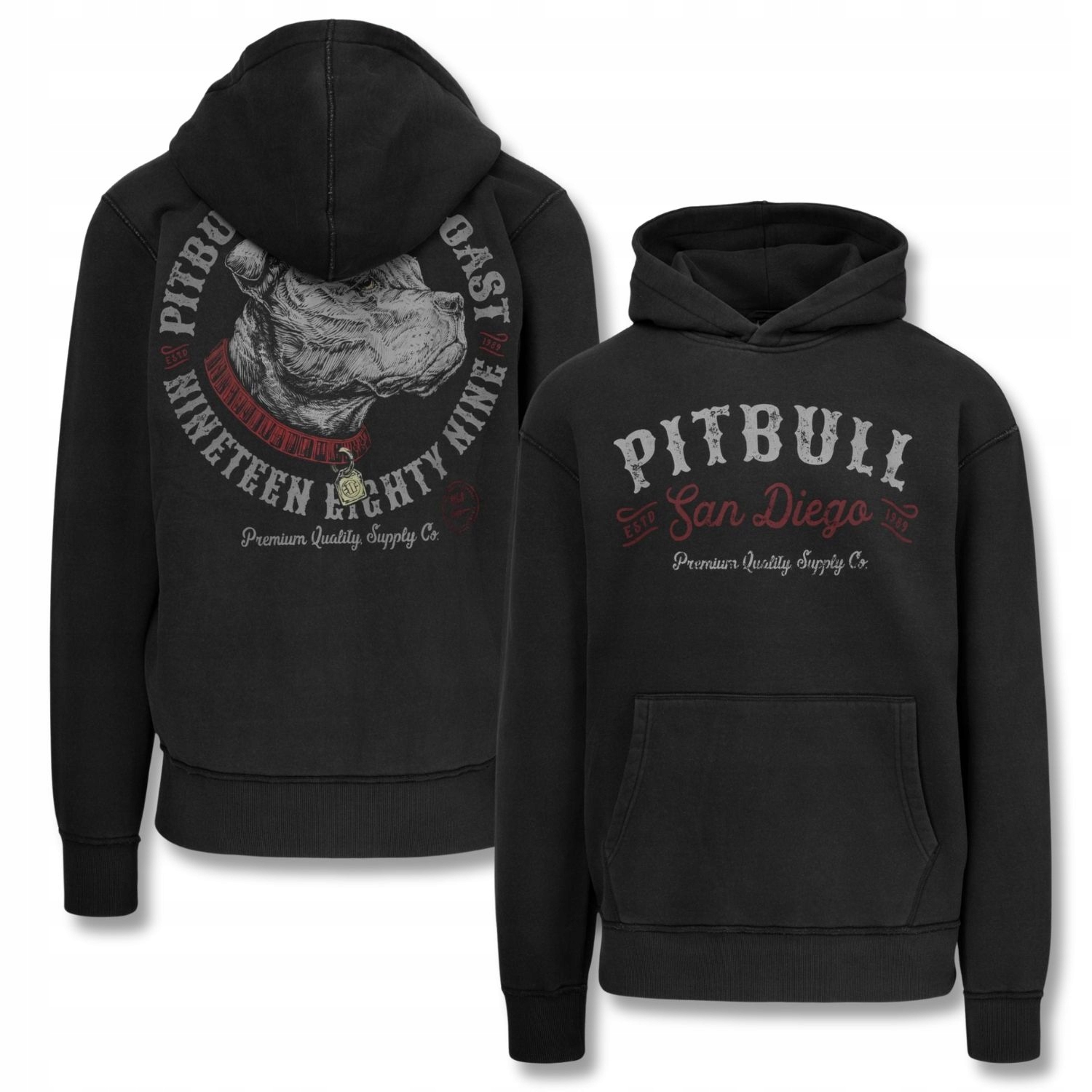 Pánská mikina s kapucí Pitbull Washed Strenght & Respect Volnější Střih