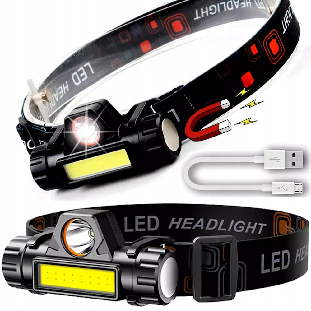 LATARKA CZOŁOWA CZOŁÓWKA LED COB 4w1 Z MAGNESEM
