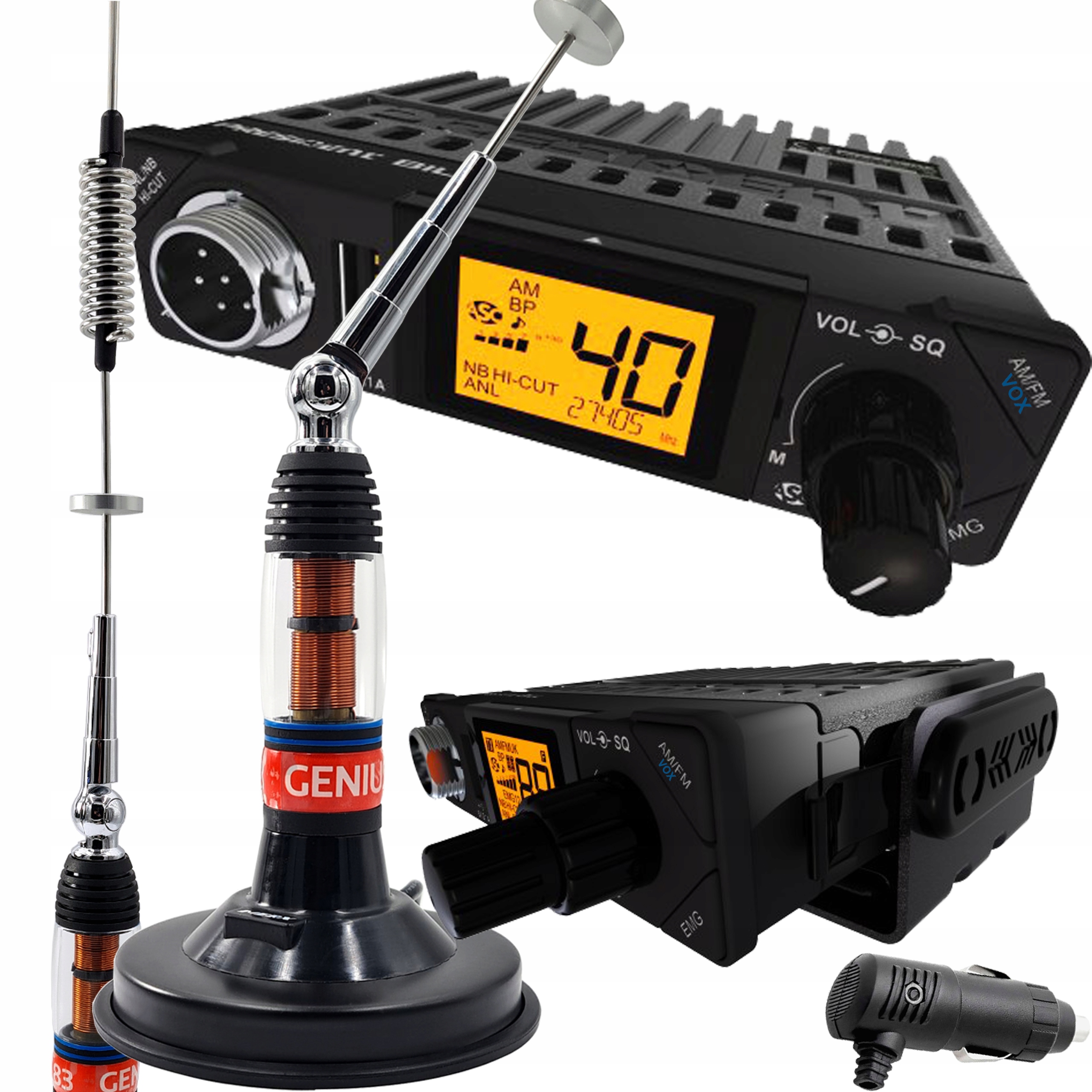 Cb sada President Bill II Asc Vox 80 cm magnetická anténa, základna 120 mm