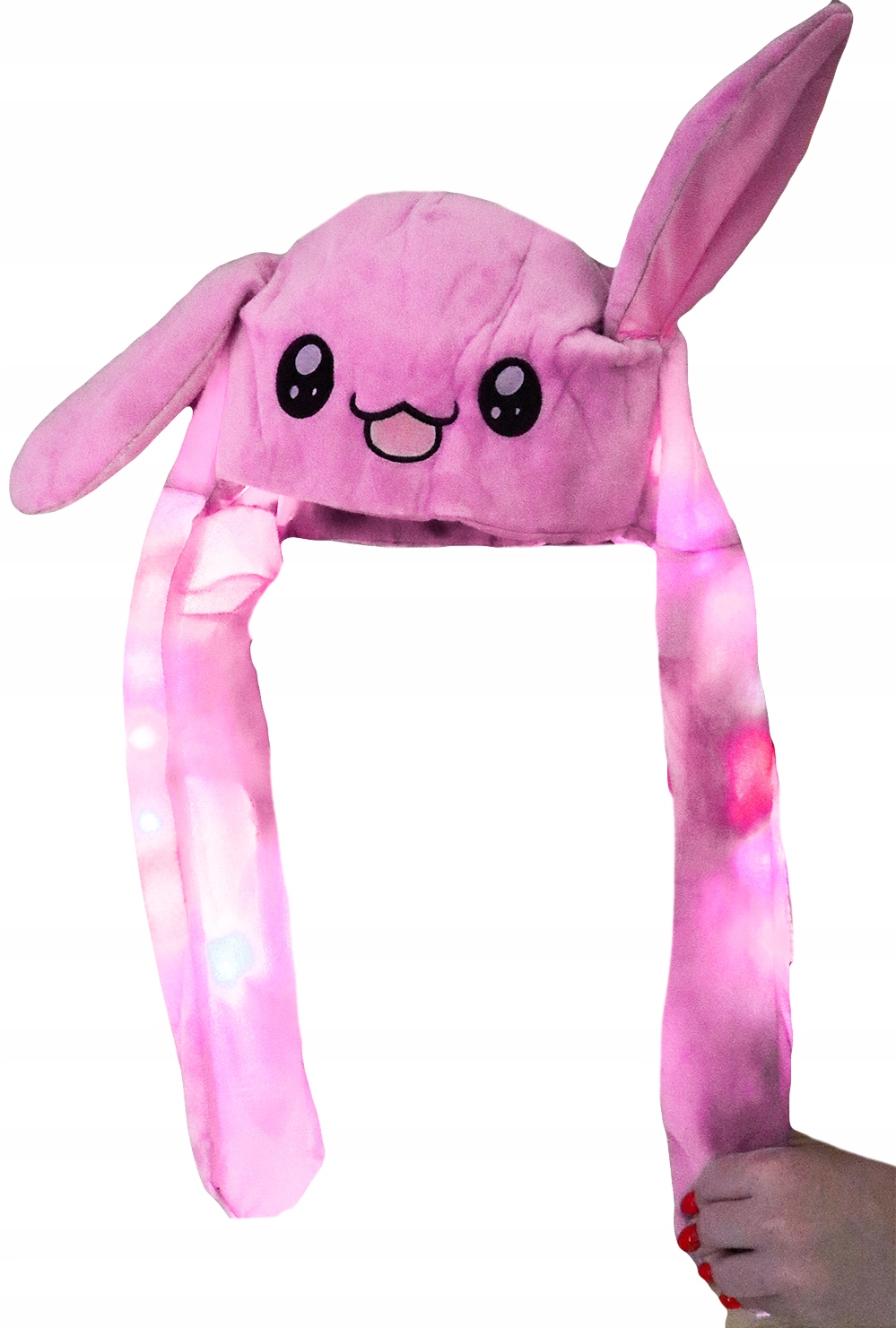 CZAPKA PLUSZOWA USZY RUCHOME LED PIKACHU Różowy Królik WIELKANOC Świeci