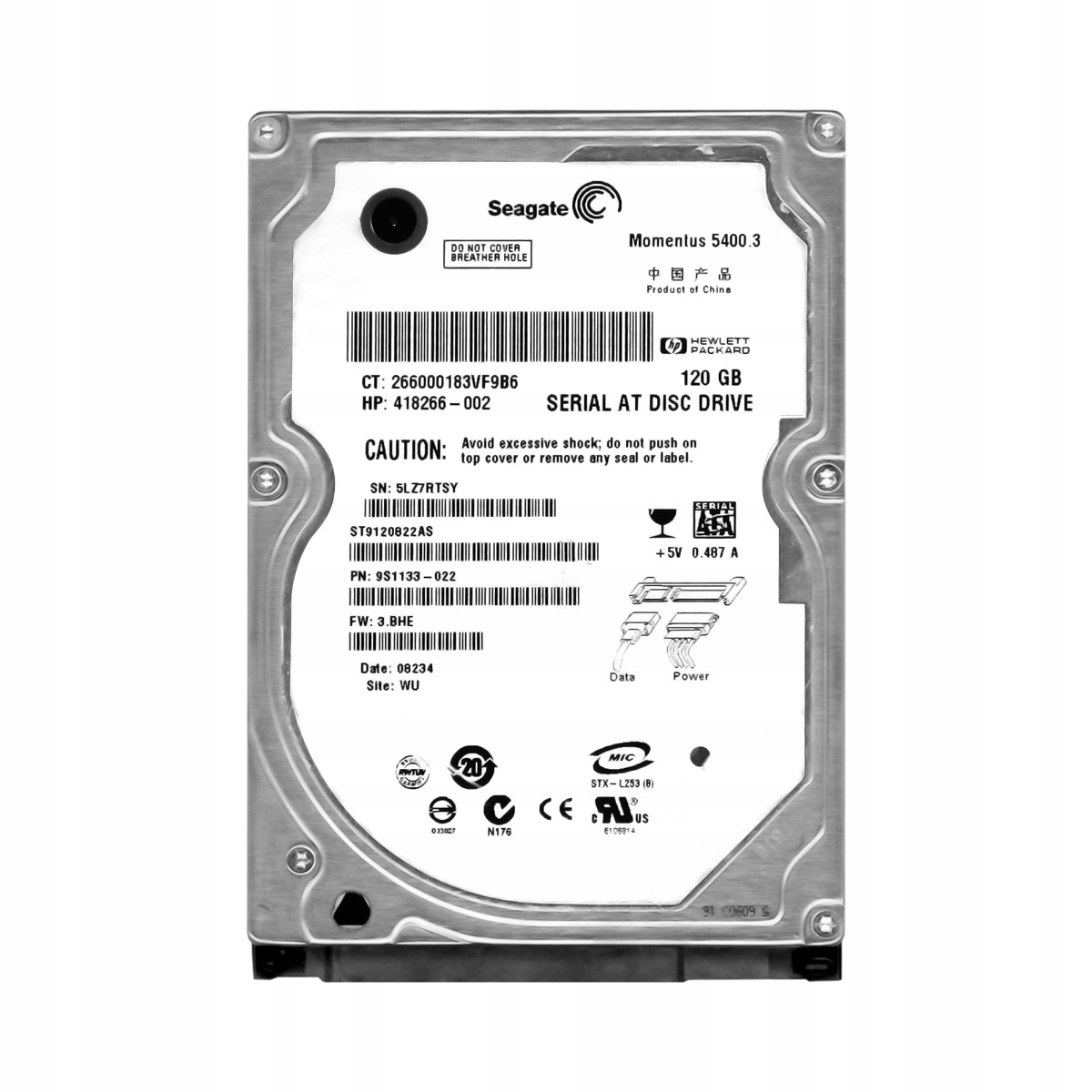 Hp 418266-002 120GB 5.4K 8MB Sata 2.5'' ST9120822AS