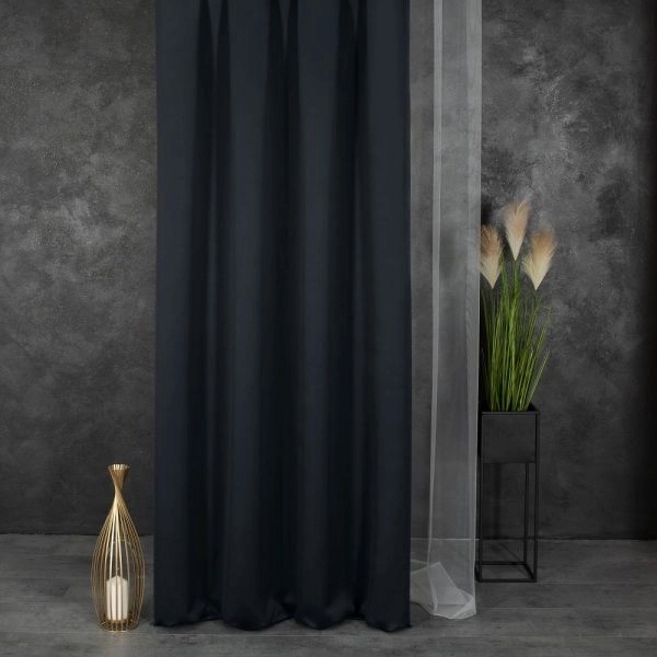 ZASŁONY BLACKOUT 280X380 CZARNA TAŚMA Na Wymiar Wzór gładki