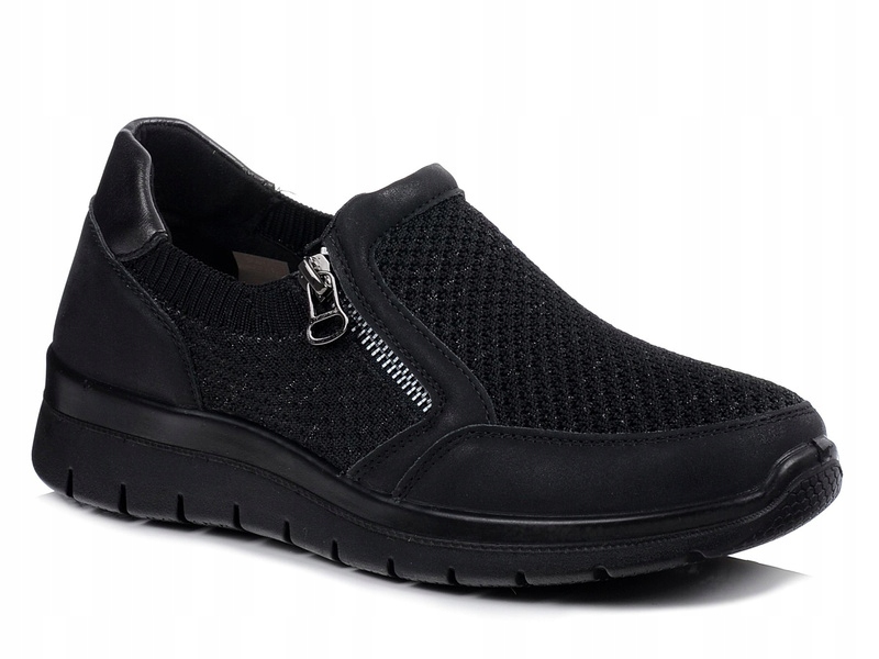 Półbuty damskie sportowe całe czarne Unisoft 9026 lekkie 41