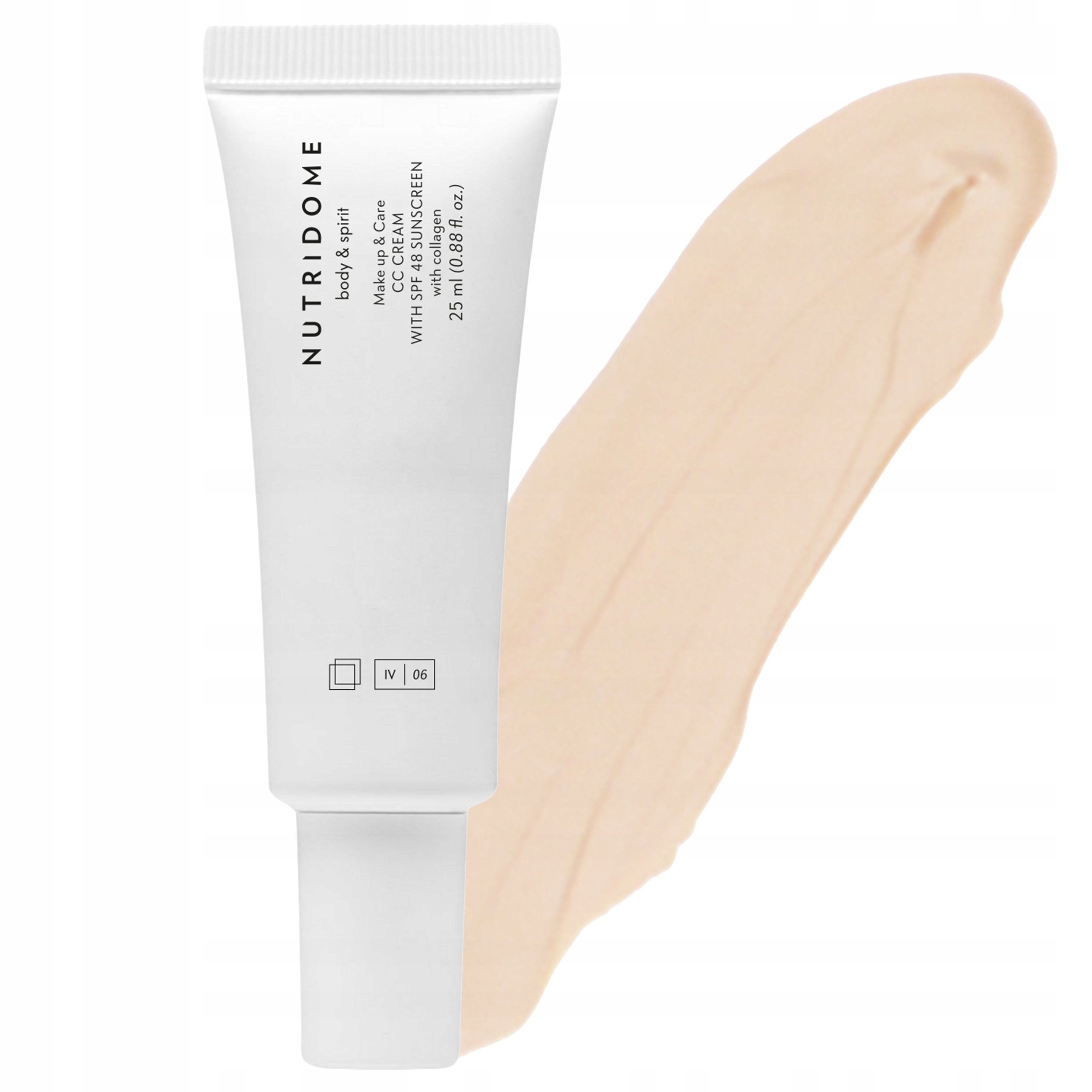 Krem do twarzy filtr Uv z kolagenem olejami CC SPF48 01 Vanilla Nutridome
