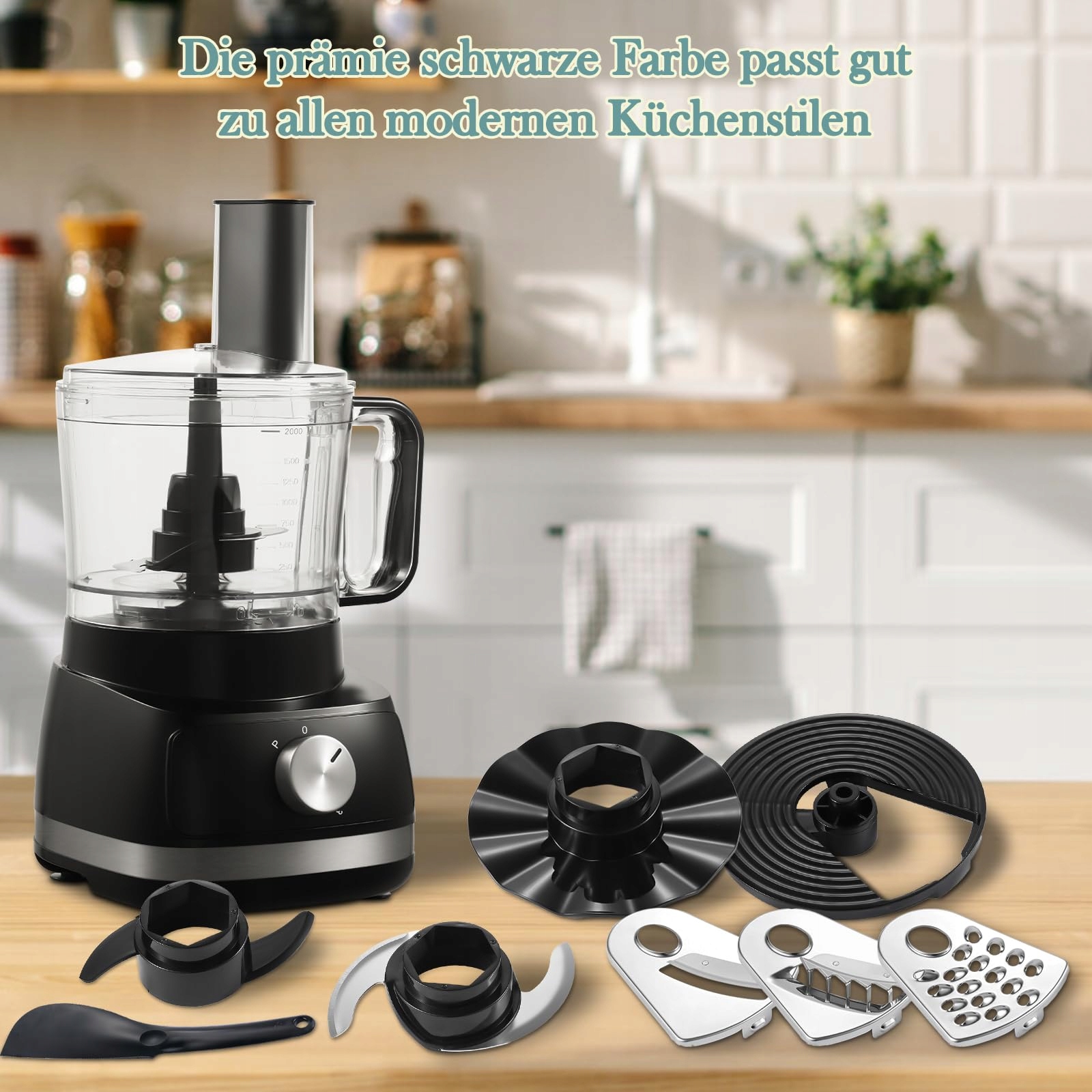 TOPSTRONG Robot Kuchenny 800W 2L Czarny 3 Prędkości Robot Wielofunkcyjny — miniatura 7