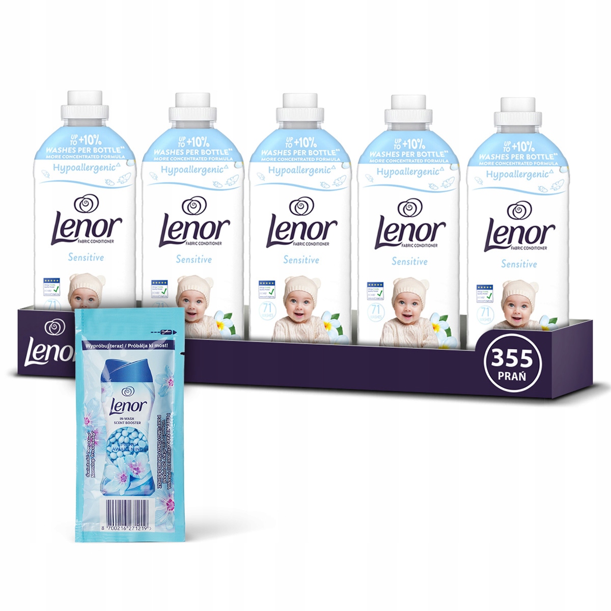 Lenor Sensitive hipoalergiczny płyn do płukania 355 prań, 5x1,49L