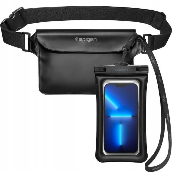 Spigen Univerzální vodotěsné pouzdro A621 s ledvinkou Černé AMP04533