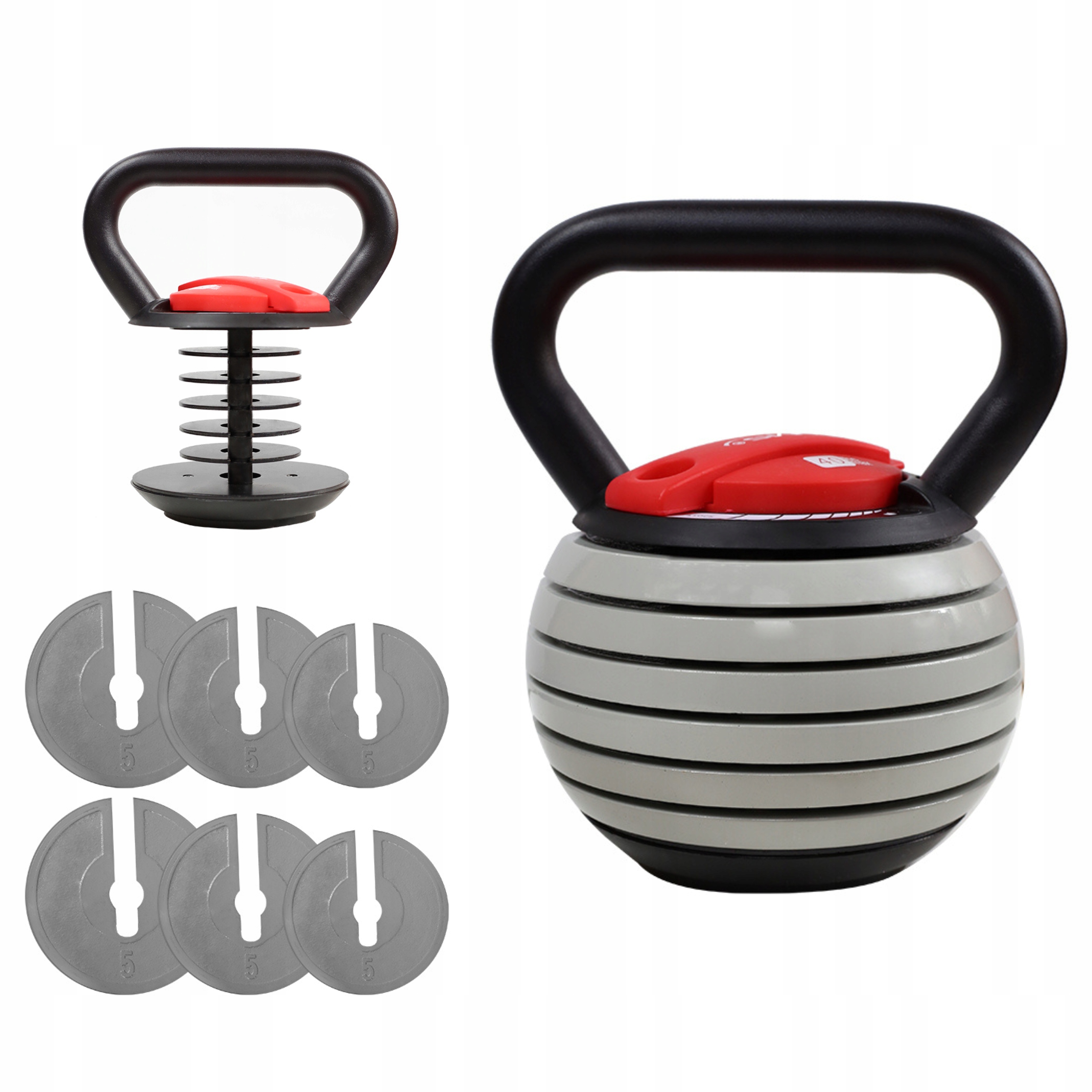 Kettlebell Závaží Kula Nastavitelná litinová pro cvičení 17 kg 40 lbs Hms