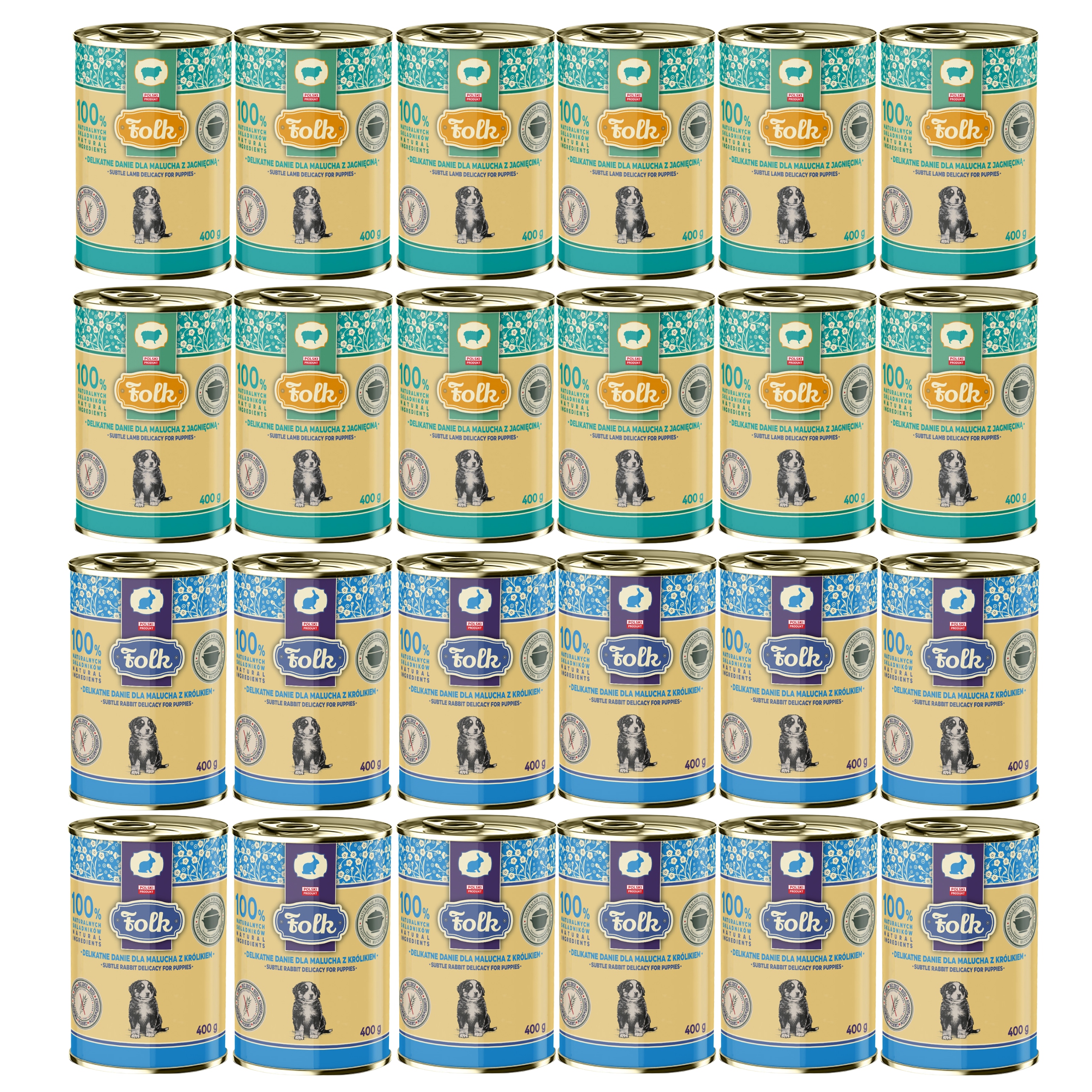 Levně Folk Junior Krmivo mokré pro štěňata Jídlo mix chutí 24 x 400 g