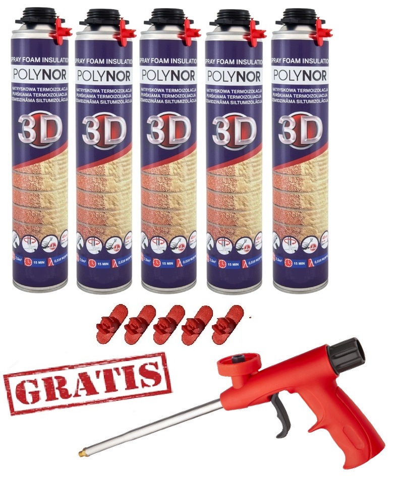 Pur Sprchová Pěna Polynor 3D 930 g Izolace Zateplení garáže 6 prvků
