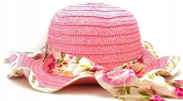 KAPELUSZ LETNI DZIEWCZĘCY DZIECIĘCY SŁOMKOWY 52CM