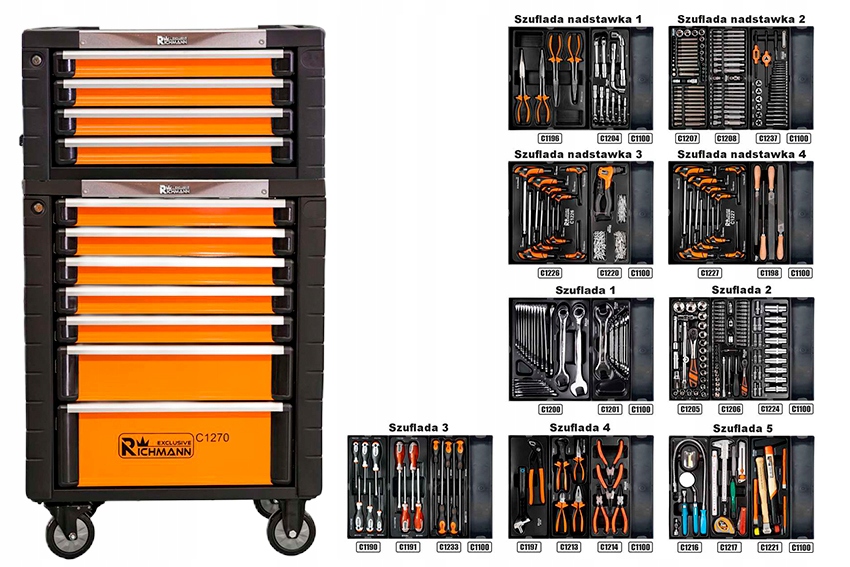 Nástrojový vozík 10 zásuvek C1275 725x465x927 mm 337 prvků C1278