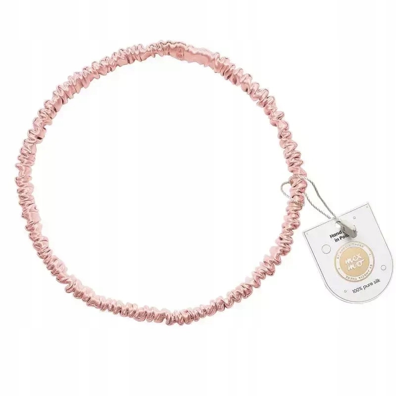 Mexmo Úzká hedvábná nařasená čelenka Rose Gold