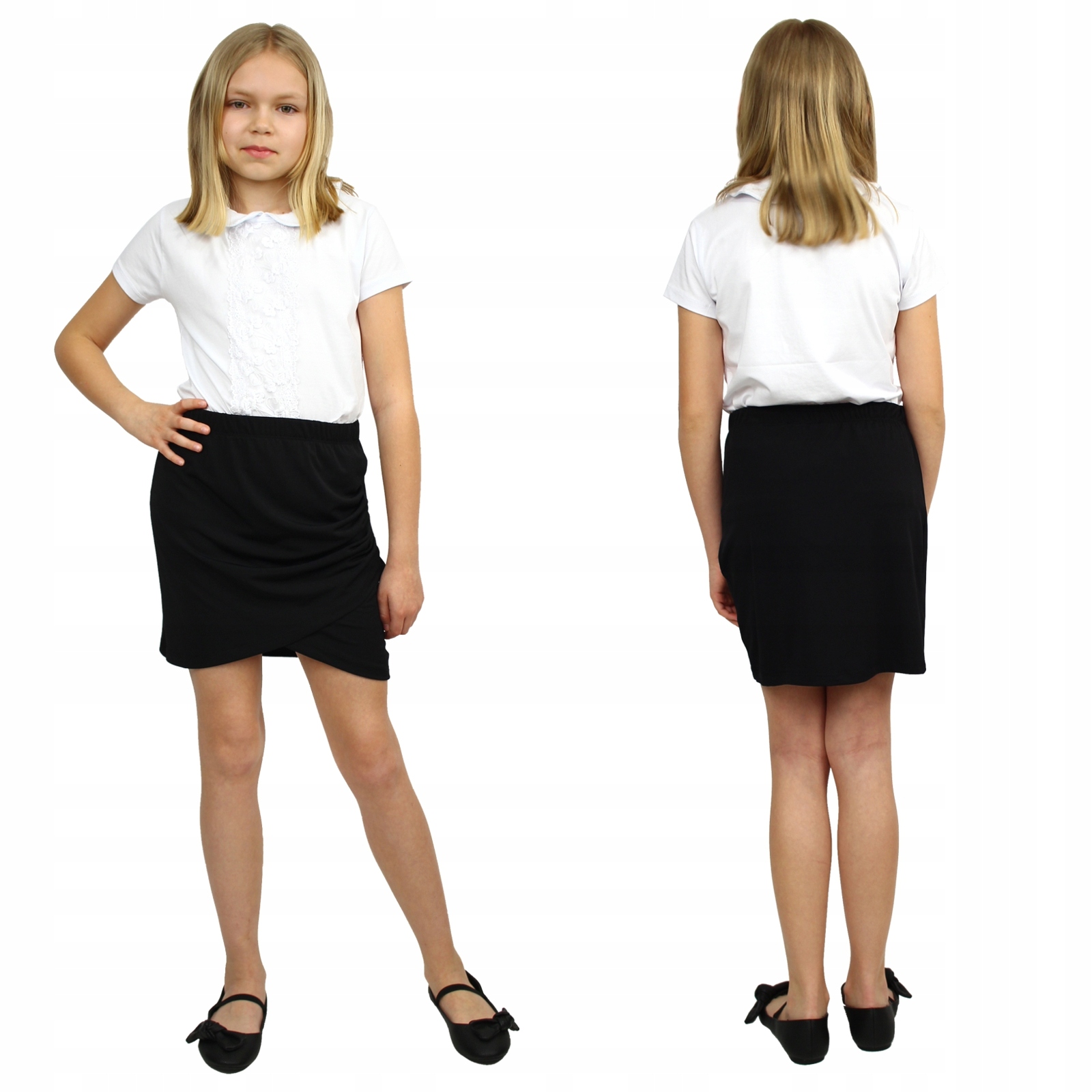 Elegancka SPÓDNICZKA Mini TUBA Kopertowa 164 Kolor czarny