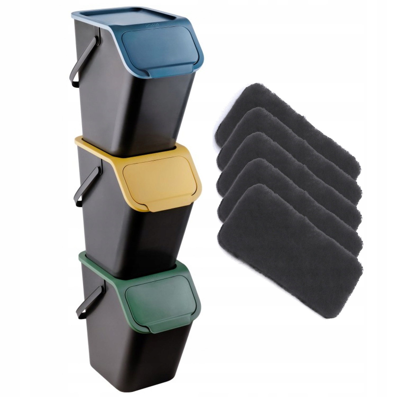 Sada 3 nádob na třídění odpadkového koše pod dřez 25 l filtry