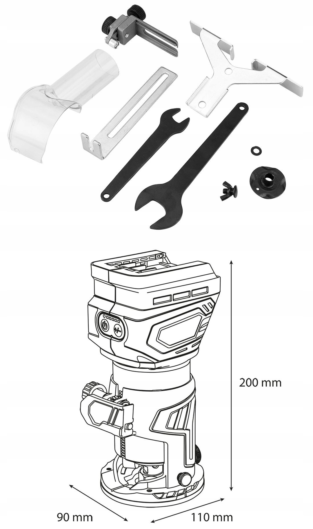 GRAPHITE Frezarka bezszczotkowa akumulatorowa 18V regulacja głębokości Uchwyt narzędziowy (mm) 6