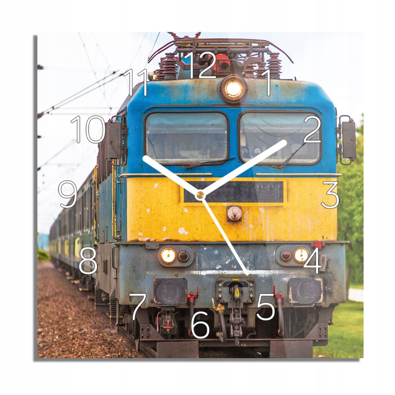 Vlak nebe cestování hodiny na skle 30x30 na zeď