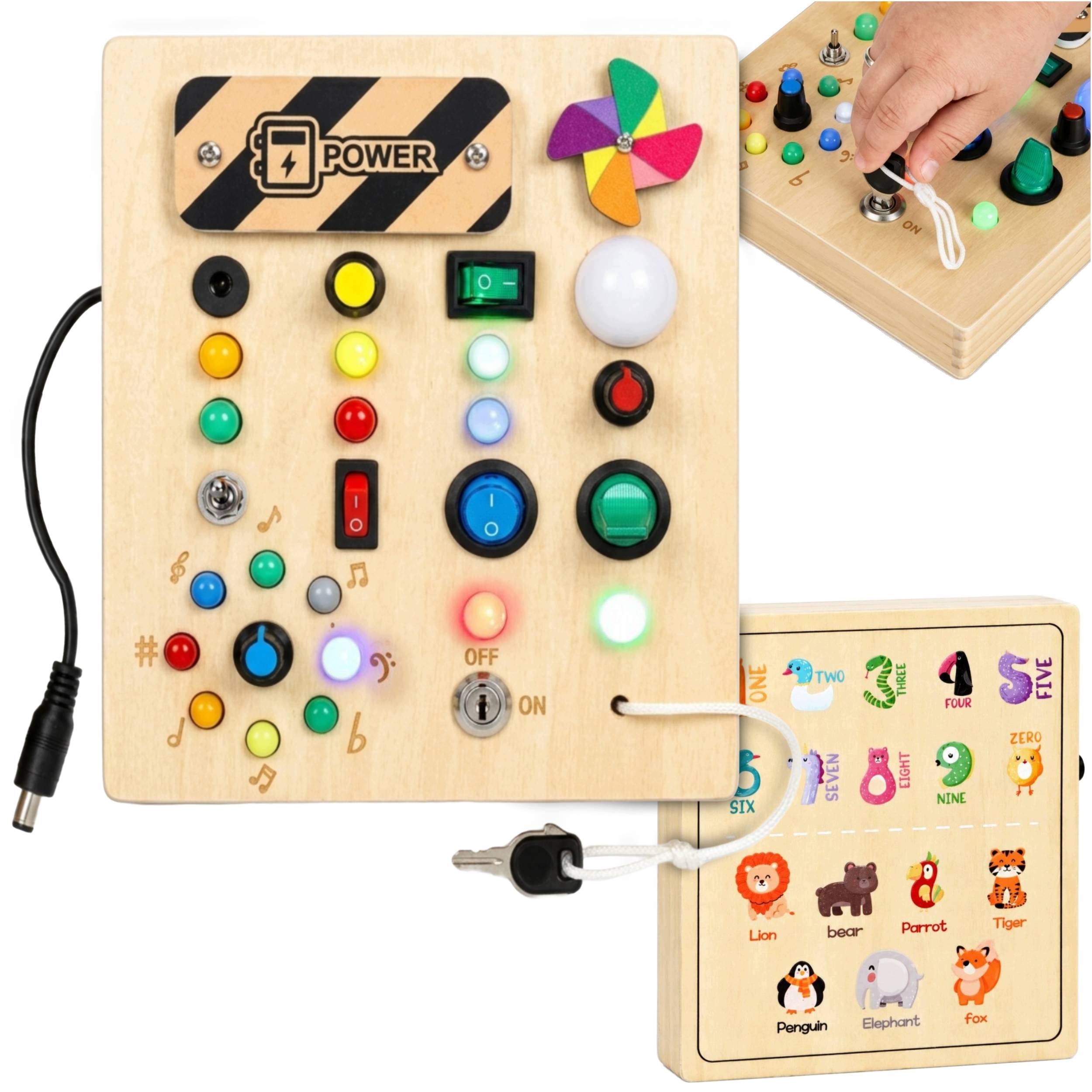 Tablica Manipulacyjna Led Montessori Drewniana Interaktywna Dla Dzieci