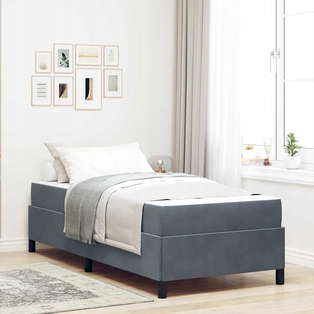 vidaXL Rám postele s matrací Tmavě šedá 90 x 200 cm textil