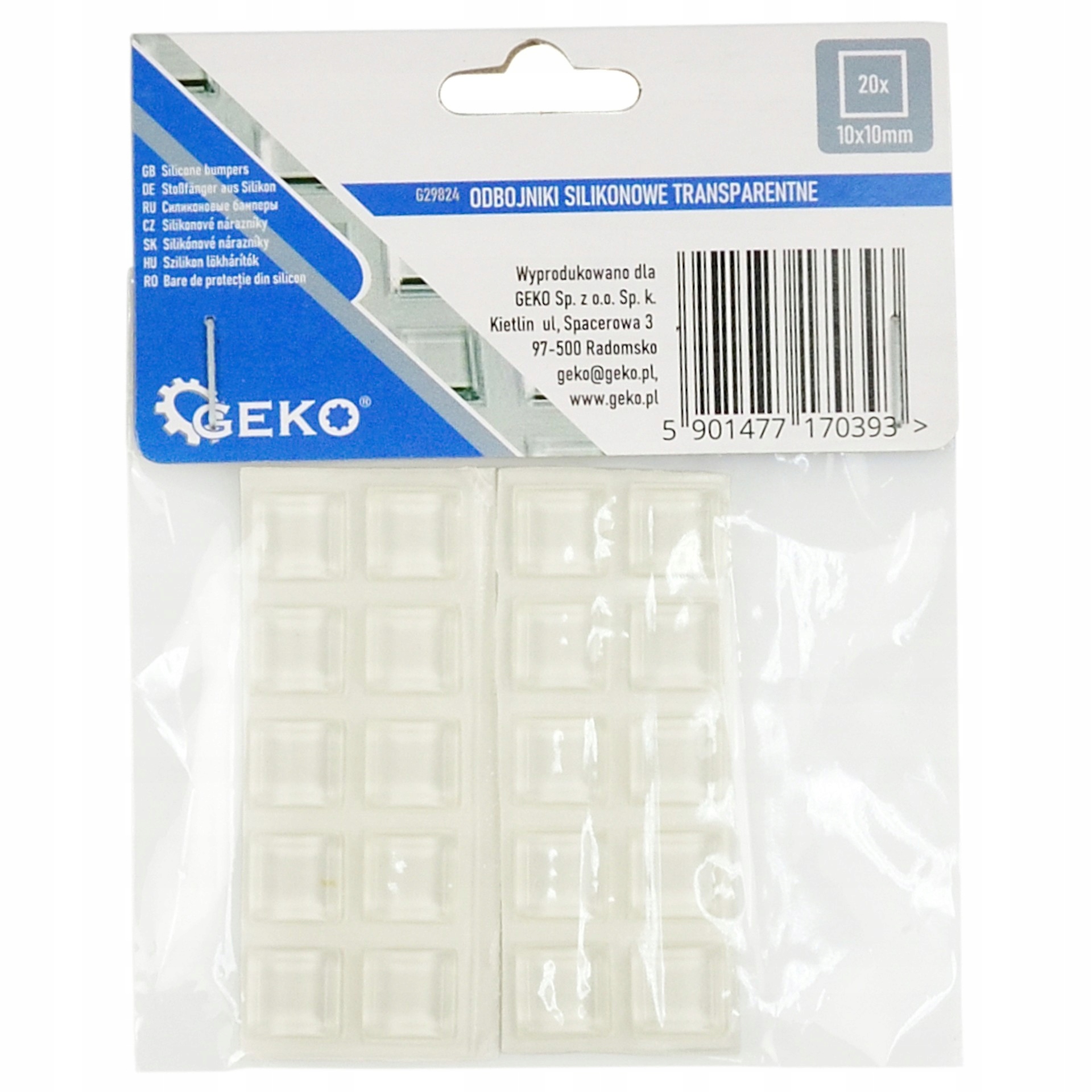 

Odbojniki Silikonowe Transparentne 10x10mm 20szt