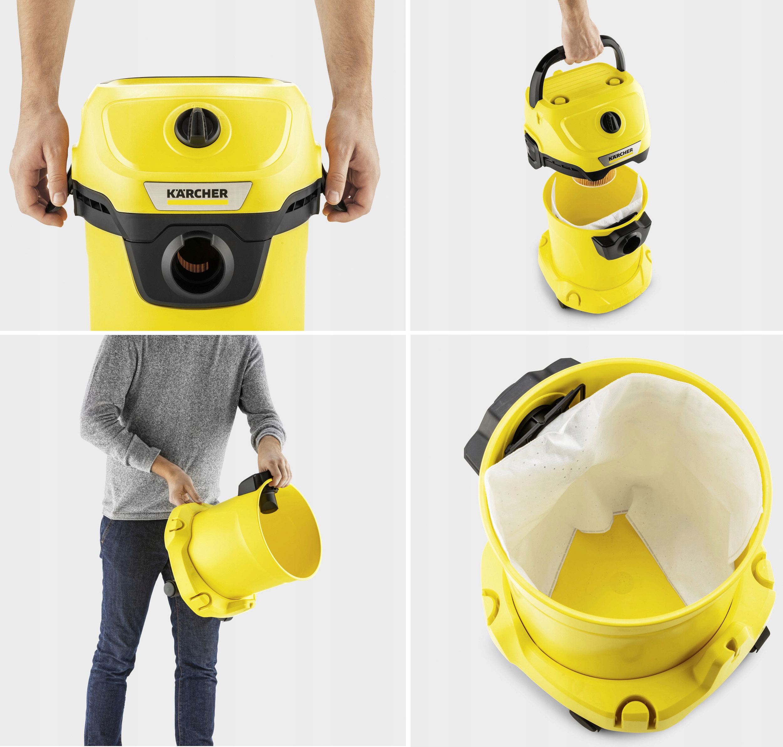 Odkurzacz KARCHER WD 3 WD3 Przemysłowy Zestaw Ssawka Turbo Kapsułki 1000 W Waga urządzenia 4.5 kg