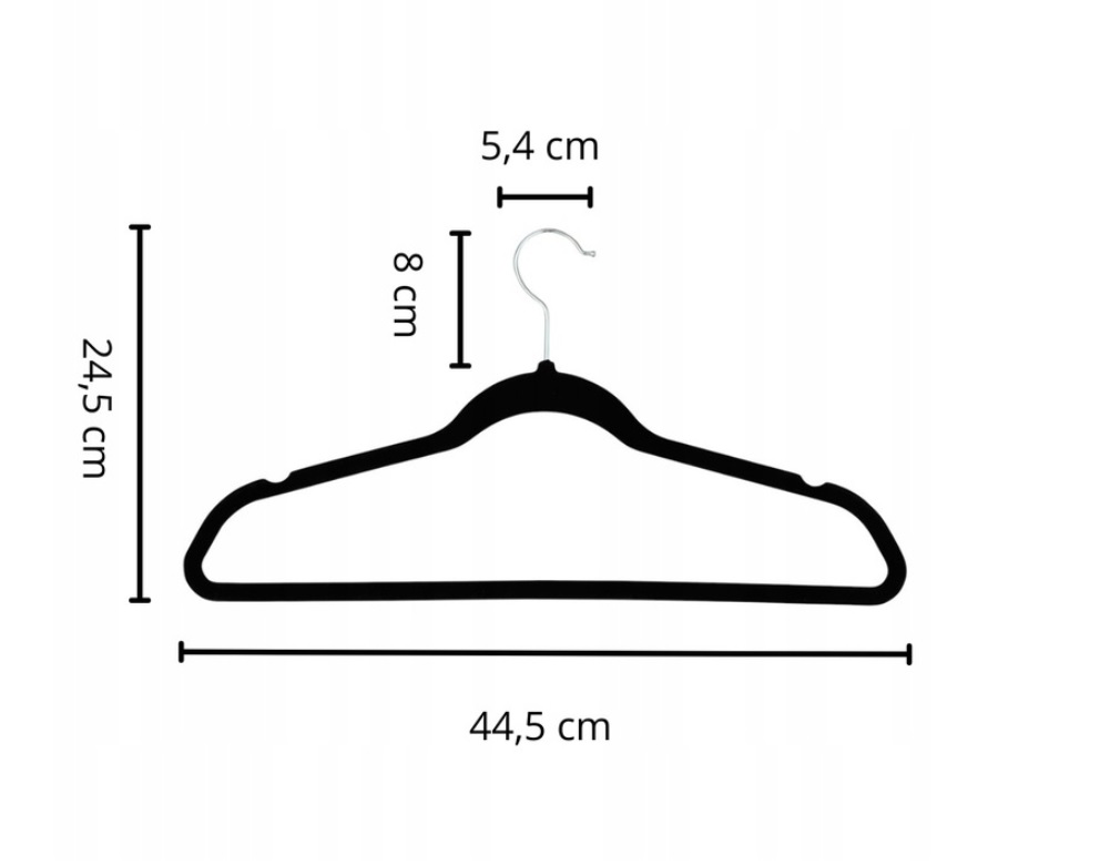 Wieszak AKSAMITNE wiszące Welurowe CZARNY 10 SZTUK ZESTAW WIESZAKÓW CZARNE Kod producenta Wieszaki welurowe czarne LUX