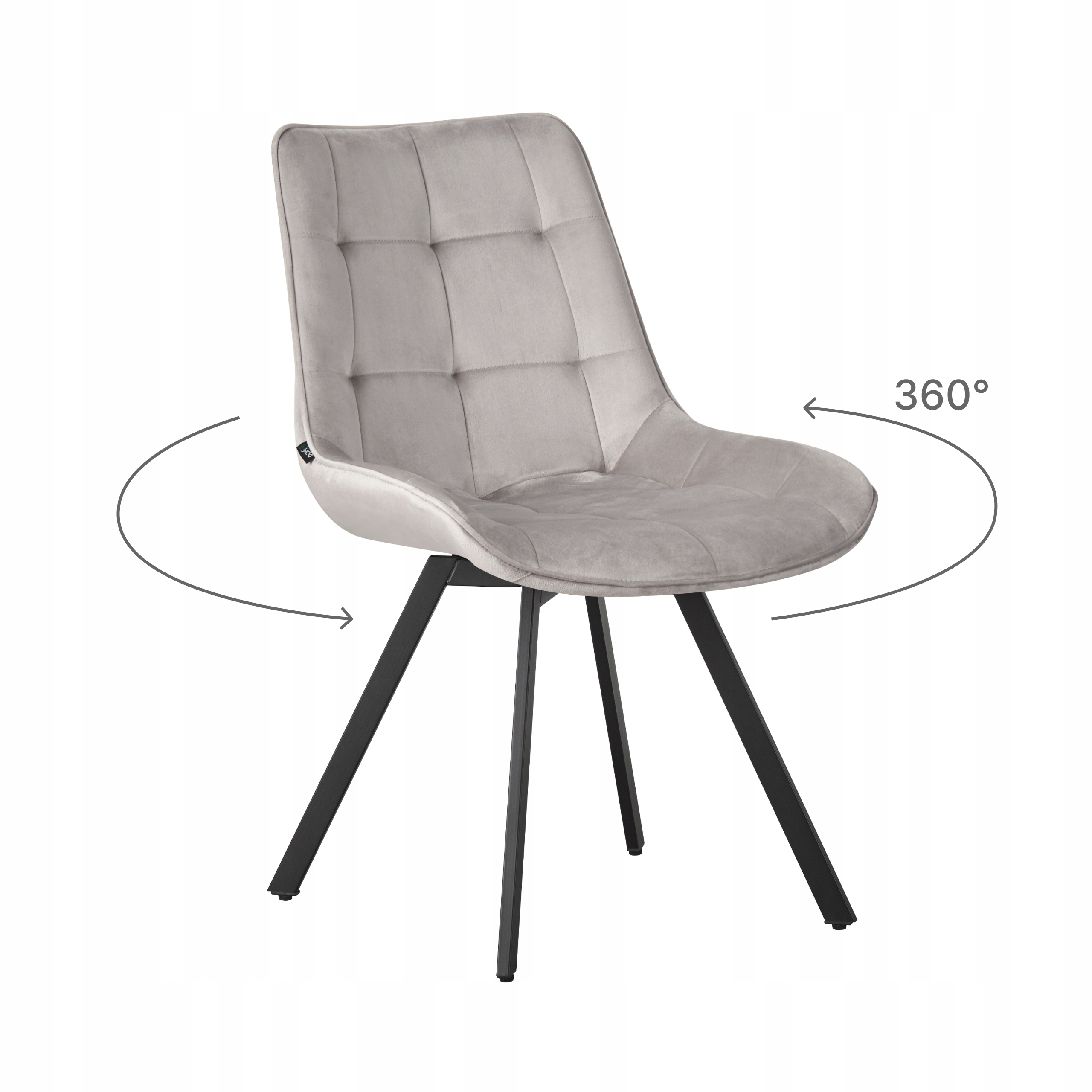 Krzesło obrotowe tapicerowane Lester do salonu jadalni Welurowe jasnoszare