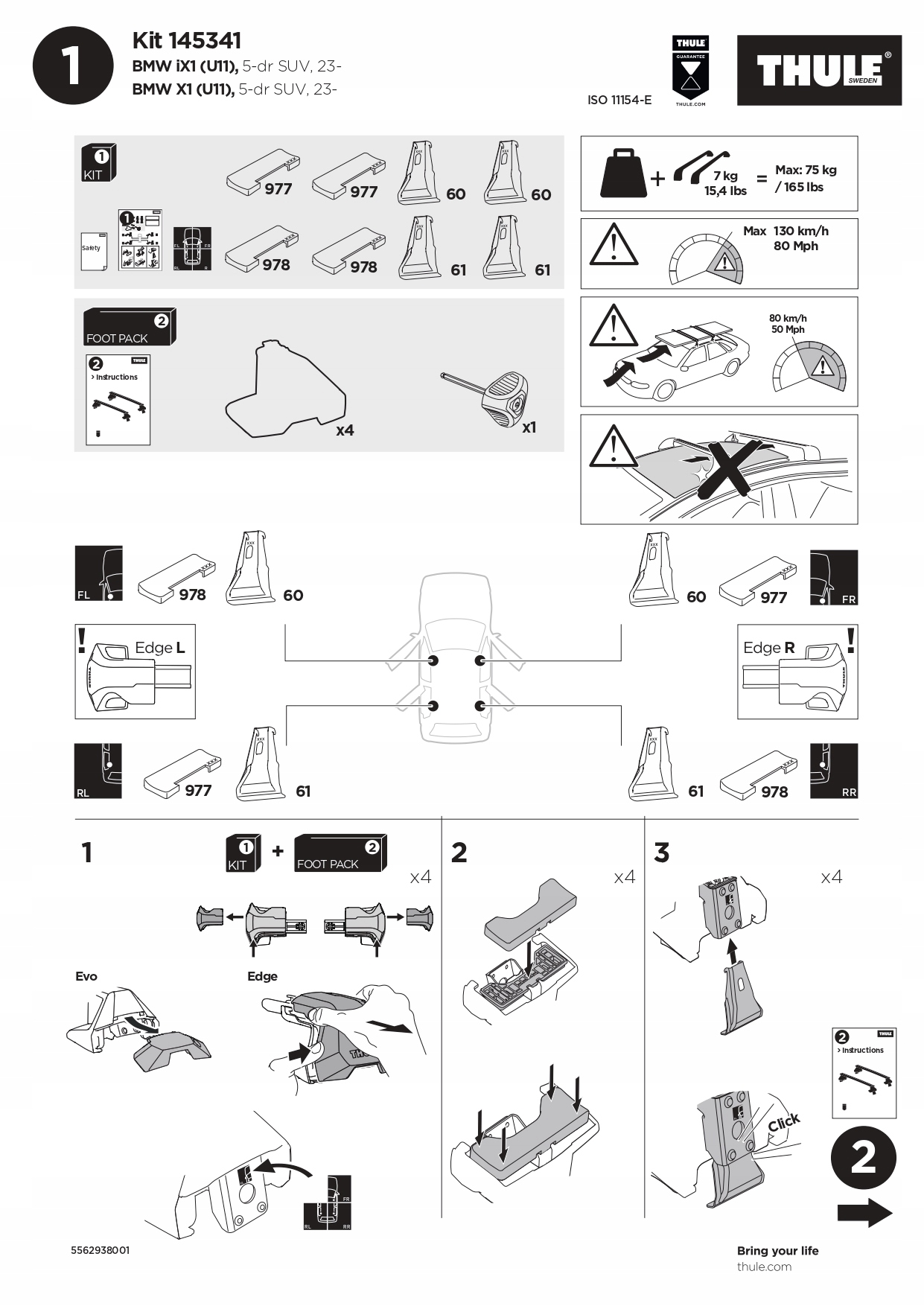 BAGAŻNIK THULE BMW X1 SUV 2023- Długość belki 104 cm