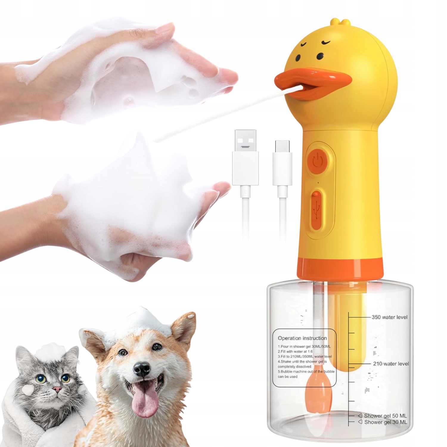 Levně Elektrický Dávkovač Pěny Pro Psa IPX5 350 ML Elektrický 1200 Mah