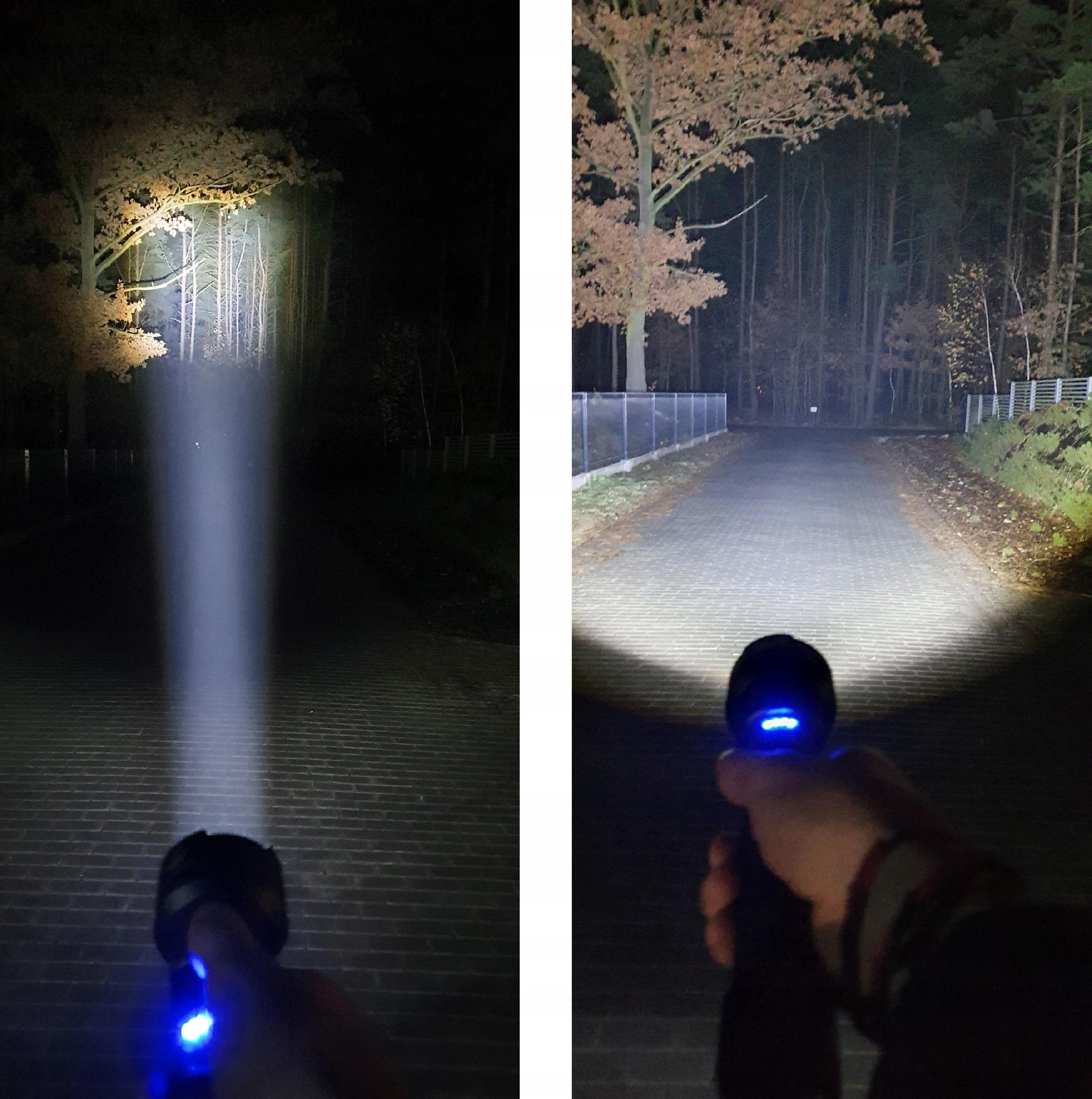 PROFESIONALNA LATARKA SZPERACZ ZASIĘG 1km LED XPH90 zdjęcia jak świeci nocą Kolor dominujący czarny