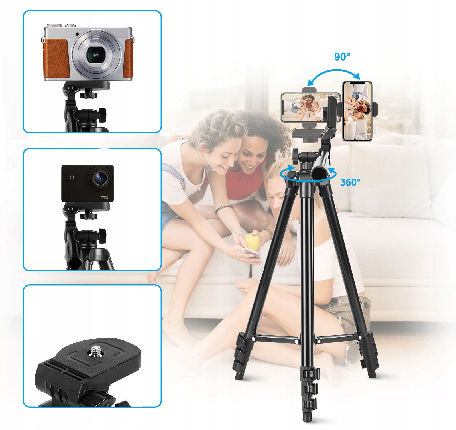 STATYW TRIPOD 103cm na pilota bluetooth TELEFON Kolor czarny