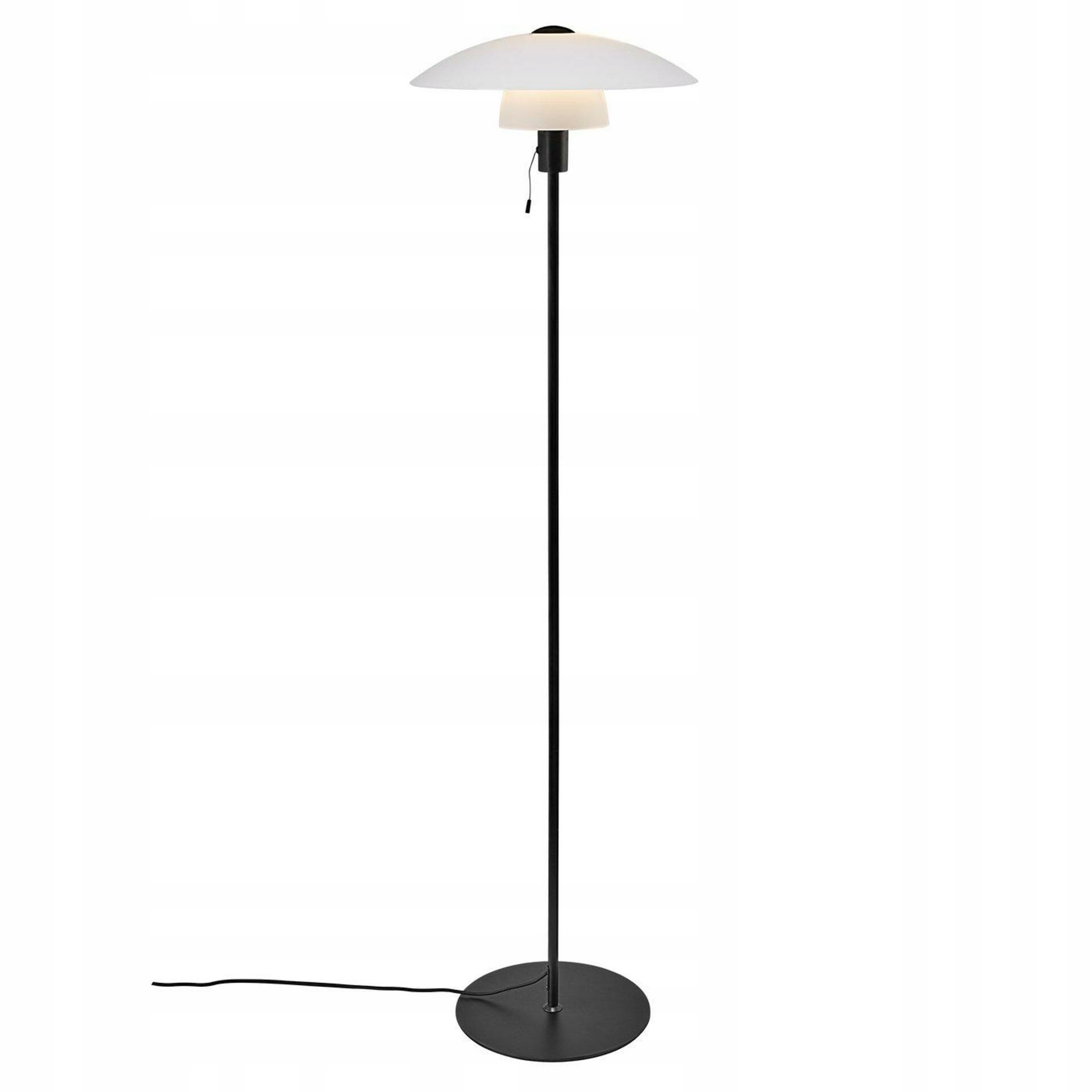 Stojacia lampa Nordlux Verona E27 25W, opálové sklo, čierna, 150 cm