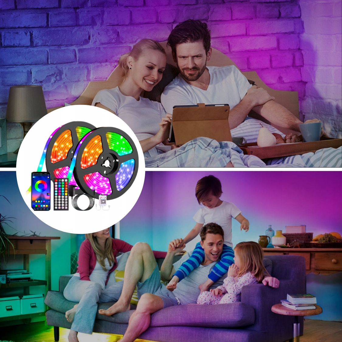 TAŚMA LED RGB KOLOROWA 5M BLUETOOTH PASEK STEROWANIE MUZYKĄ APLIKACJA PILOT Kod producenta TAŚMA LED RGB 5m MUZYKA APLIKACJA PILOT APP