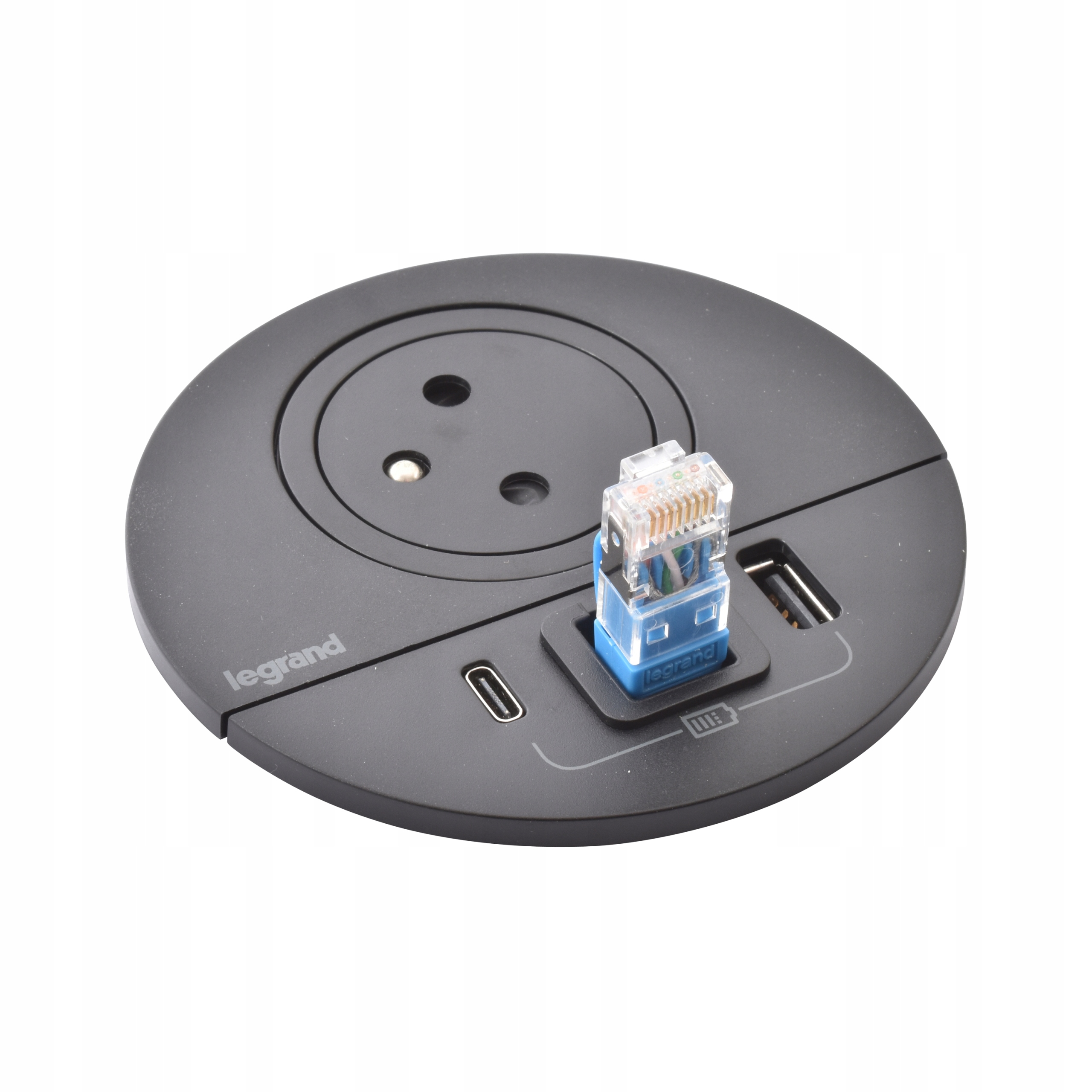 Nábytková zásuvka 2P+Z/USB A+C/RJ45 Bílá 654701