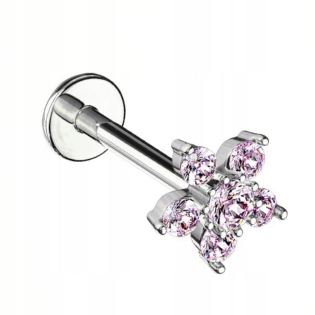 

Labret z kwiatkiem Gwint 1,2/8 różowy