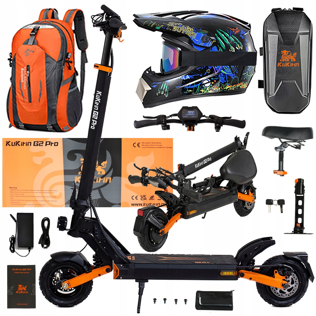 Składany Pojazd Elektryczny Kukirin G2 Pro 1000W 48V 15.6AH 45KM/H +Prezent