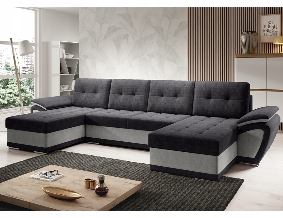 Rohová Sedací Souprava s funkcí spaní Enzo U pružinová nádoba