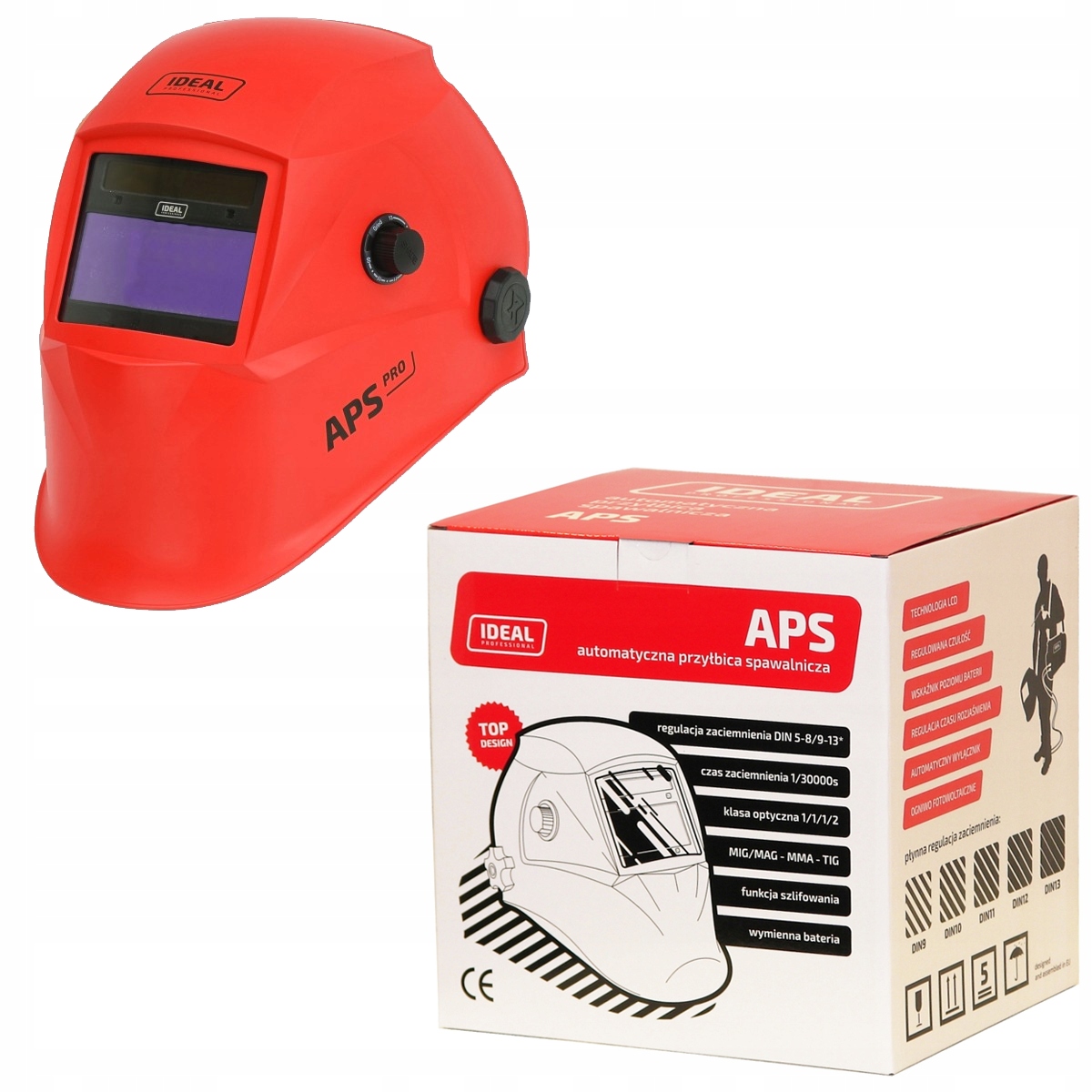 Ideal Przyłbica spawalnicza automatyczna APS-510G Pro Red Matt True Color